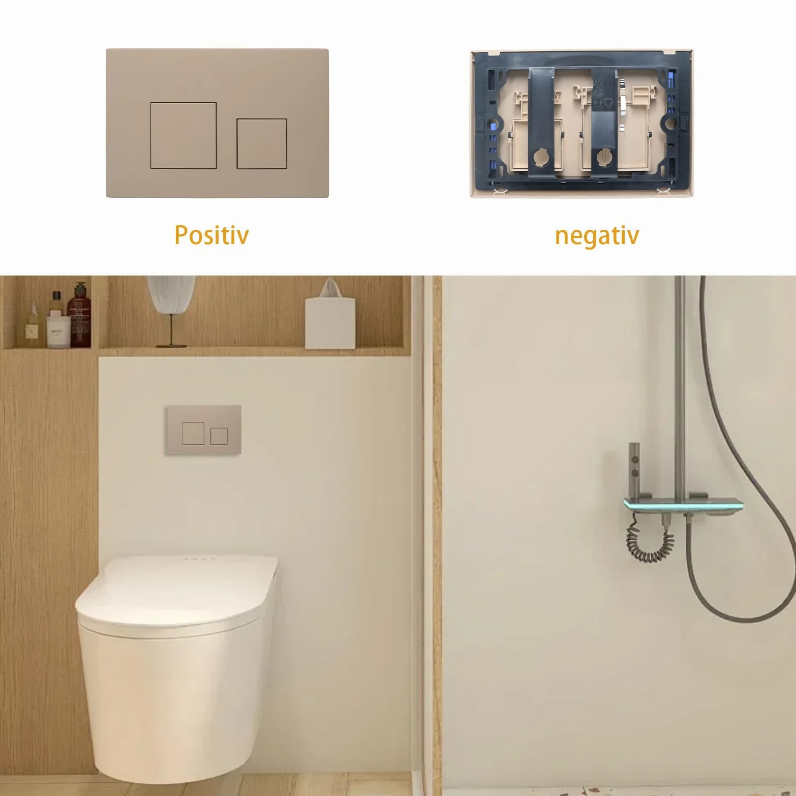 ACESOME Placca di comando per WC Compatibile con Geberit sigma01 sigma10 sigma20 sigma21 sigma30 sigma50 sigma60 Placca di comando in plastica per sciacquone a 2 modalità (Khaki)