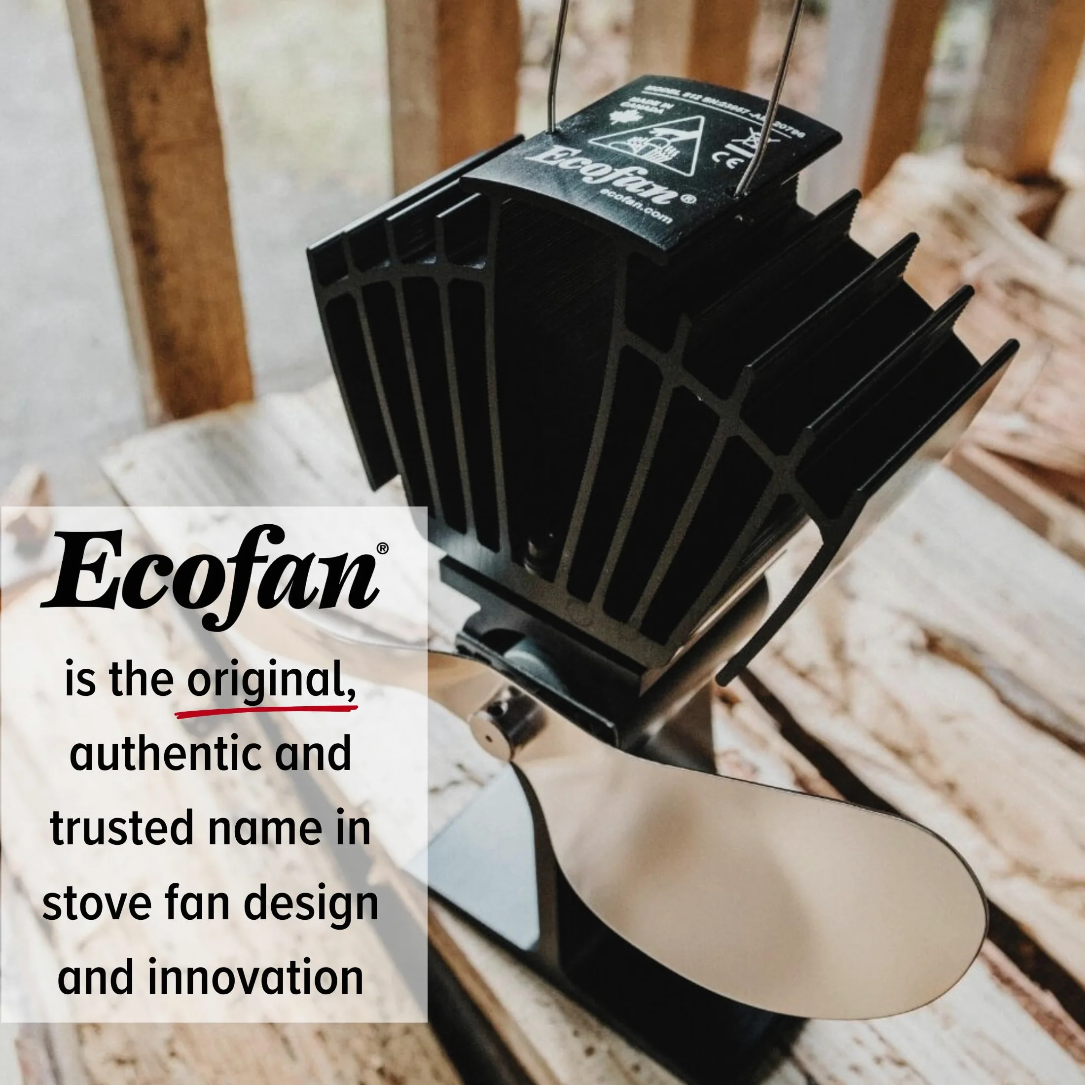 Ecofan 812AMKBX - Ventola per stufa a legna, alimentata a calore, in nichel, bilingue