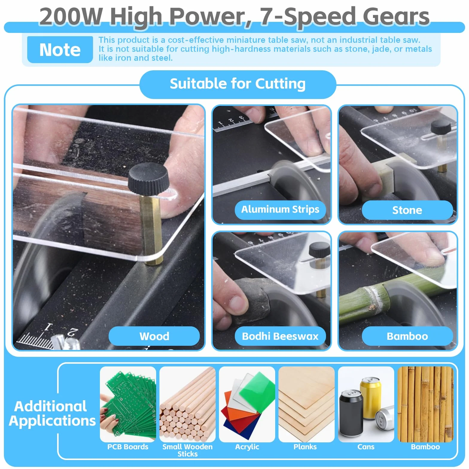 Mini Sega Circolare da Tavolo, Sega Circolare Compatta con Levigatrice a Nastro, 200W Multifunzionale Portatile per DIY, Segada Tavolo Miniatura con 4 Lame, Profondità di Taglio 0,1-30mm per Lavori