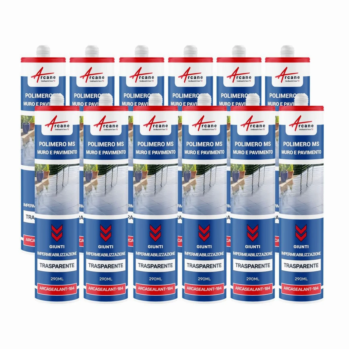 Sigillante impermeabilizzante trasparente: per muri e pavimenti - ARCASEALANT - 290 ml x 12 Trasparente - ARCANE INDUSTRIES