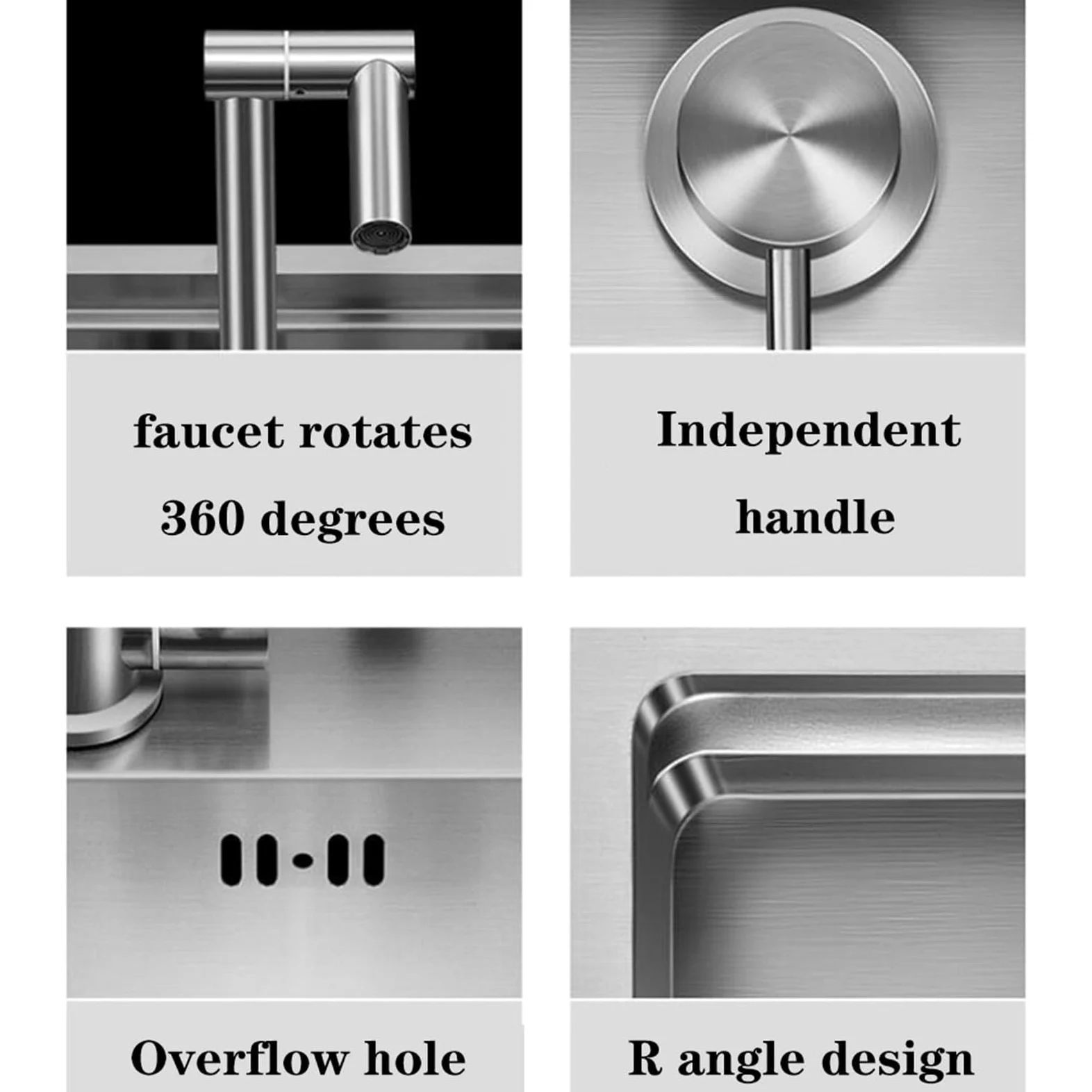 Impianti Lavello da Cucina Invisibile in Acciaio Inossidabile 304 con Piastra di Copertura - Ideale per Piccoli Spazi E Aree Bar, Design Nascosto con Rubinetto Pieghevole Cucina (Color : Silver, S :