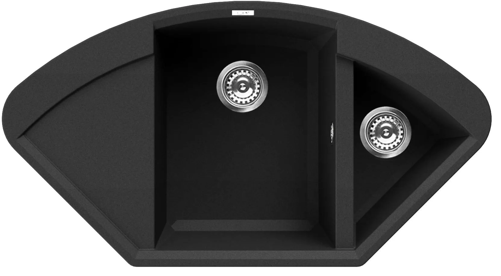 Elleci Lavello Incasso Easy Corner 2 Vasche Angolare con Gocciolatoio 105,7x57,5 Granitek (Nero Full Black)