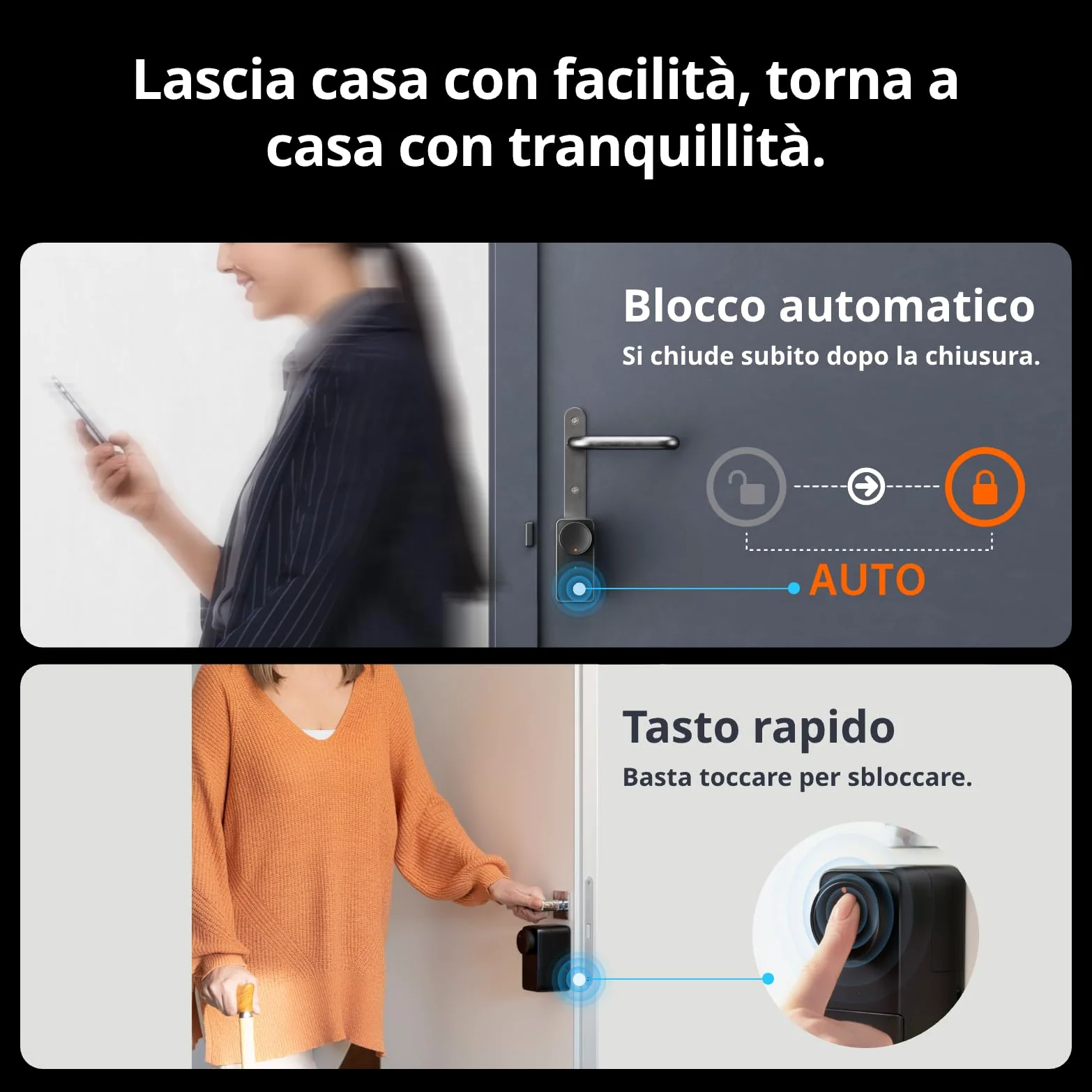 SwitchBot WiFi Smart Lock Pro con Hub Mini, Serratura Senza Chiave, Serratura Elettronica Intelligente Senza Conversione, Supporta la Matter, Alexa, Google, IFTTT