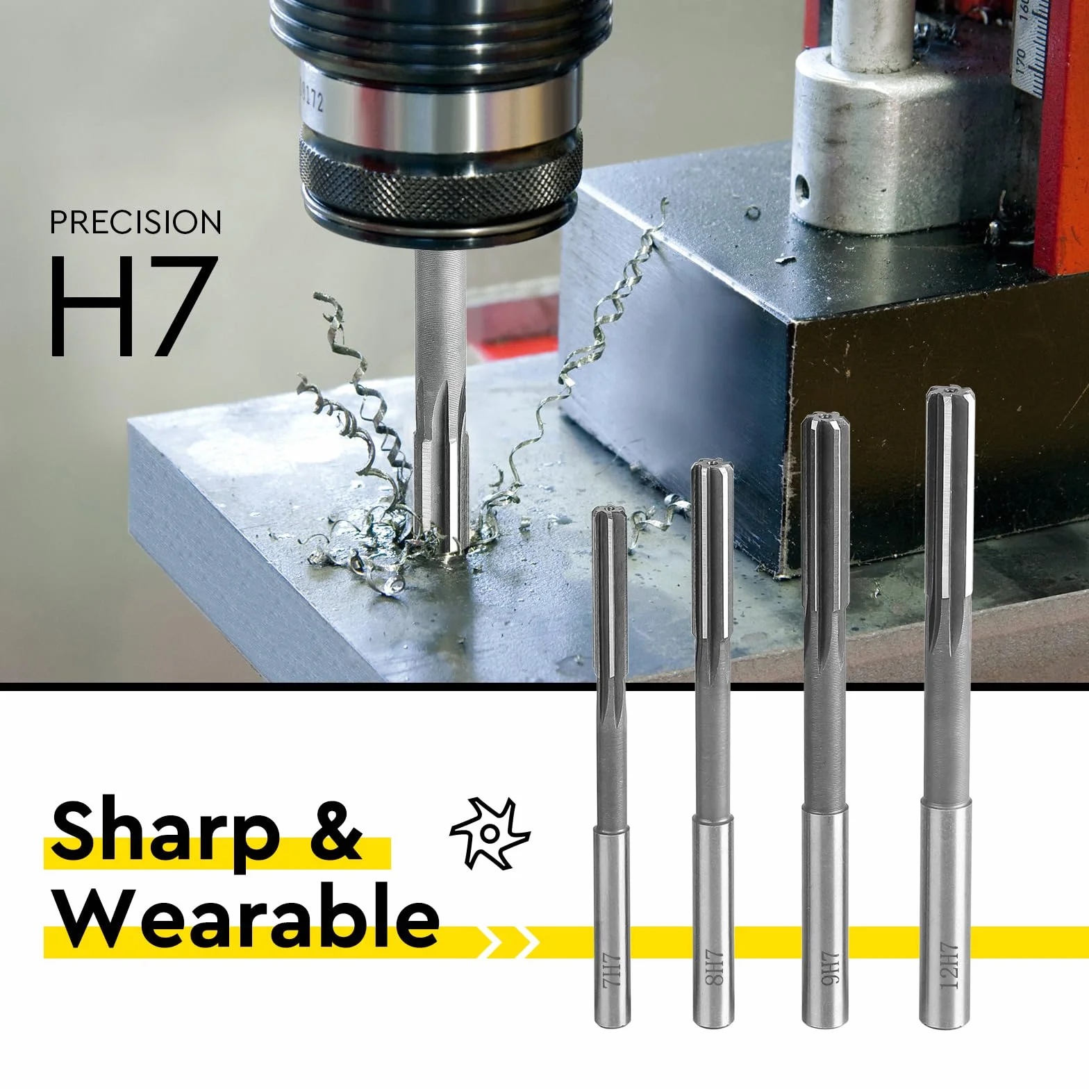 SWAWIS 10 Pezzi H7 Alesatore a Flauto Diritto HSS, 3-12mm Alesatori a Macchina per Lavorazione Legno e Metalli per Migliorare Precisione Nella Lavorazione dei Fori