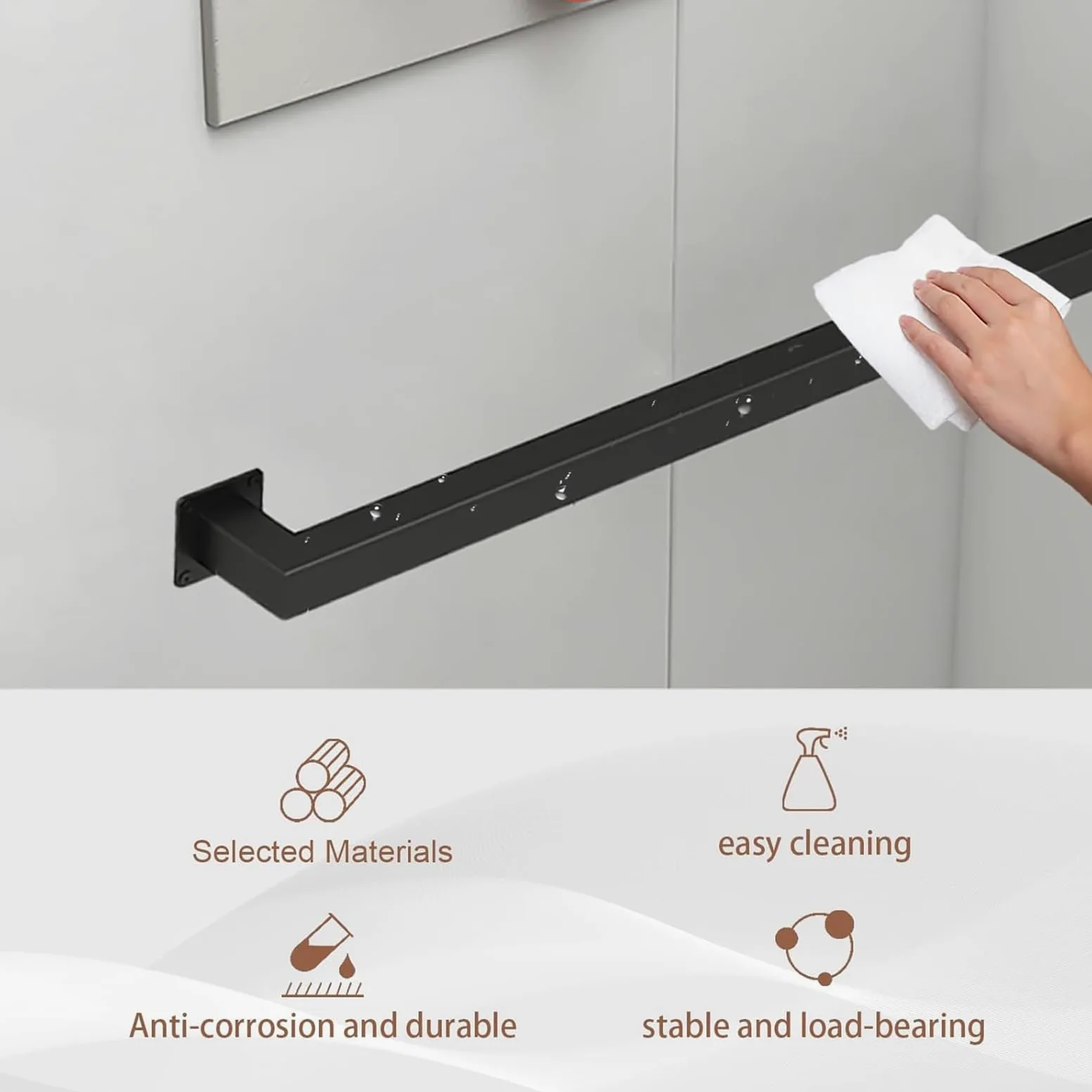 360cm Corrimano di Tubo in Ferro battuto Nero, corrimano Antiscivolo per Scale di Sicurezza,Adatto per Scale per WC da Bagno Corrimano per Interni ed Esterni
