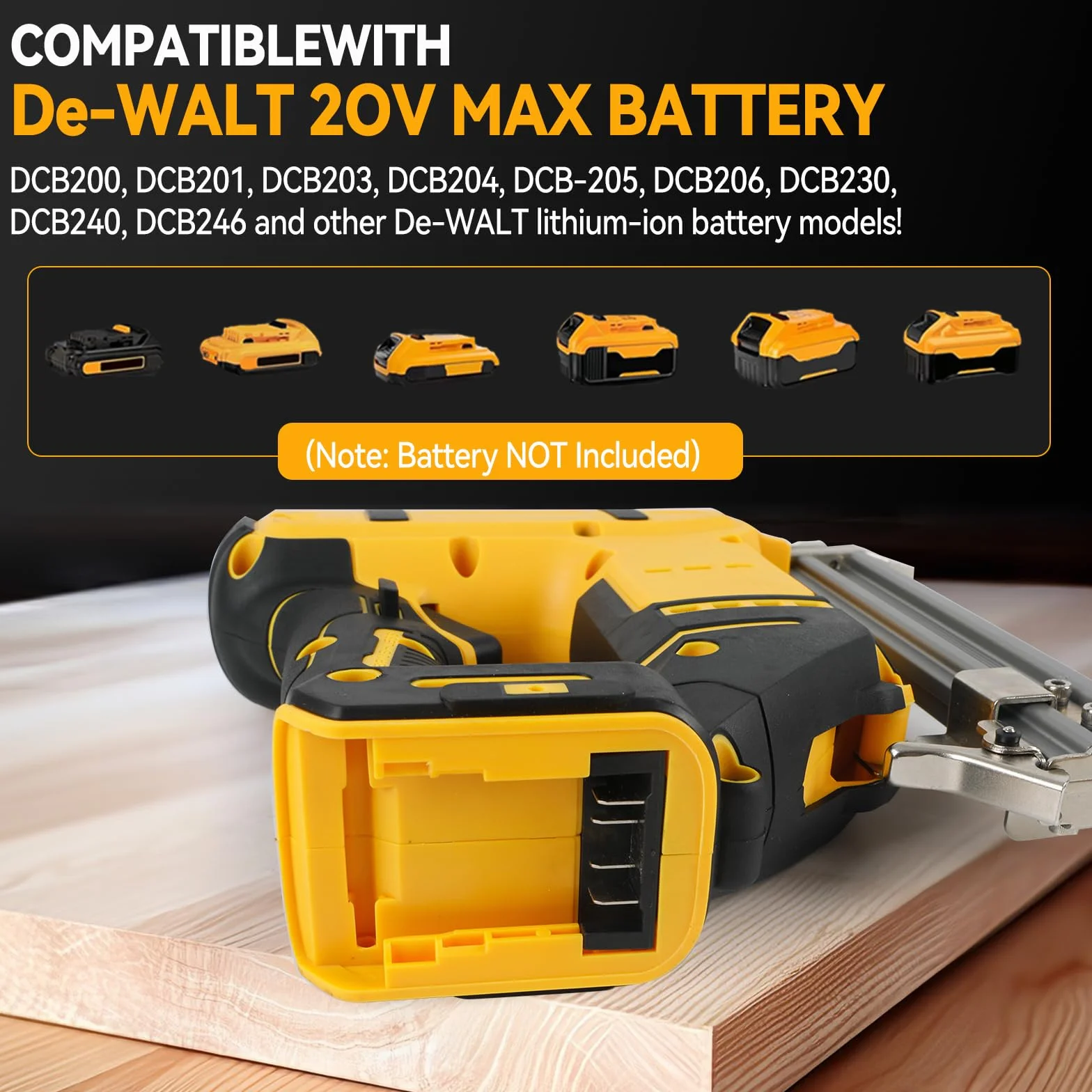 Cappotto senza fili 18GA compatibile con batteria Dewalt 20V MAX, chiodatrice a corona stretta senza spazzole con 1000 chiodi e 1000 graffette per fai-da-te e lavorazione del legno