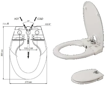 WC-Bidet - Copriwater Combinato con Rubinetto Miscelatore Bidet