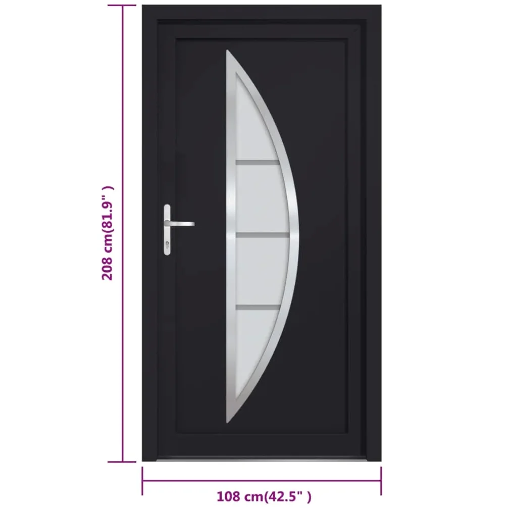 VidaXL Porta d'Ingresso in PVC Antracite 108x208 cm