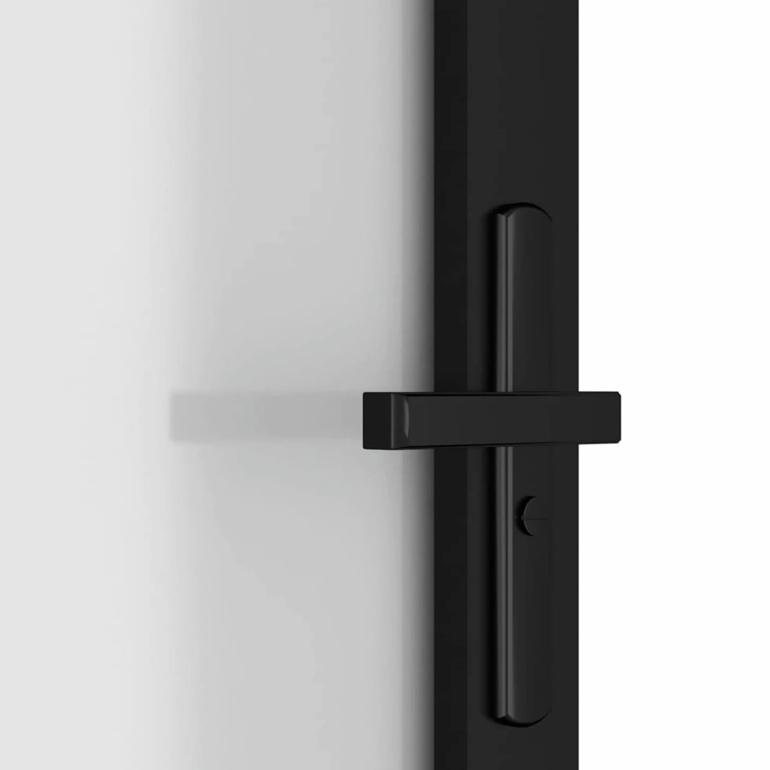 IKAYAA Porta Interna in Vetro e Alluminio Battente - Nero e Ghiaccio - 76 x 201.5 cm - Tipo 2