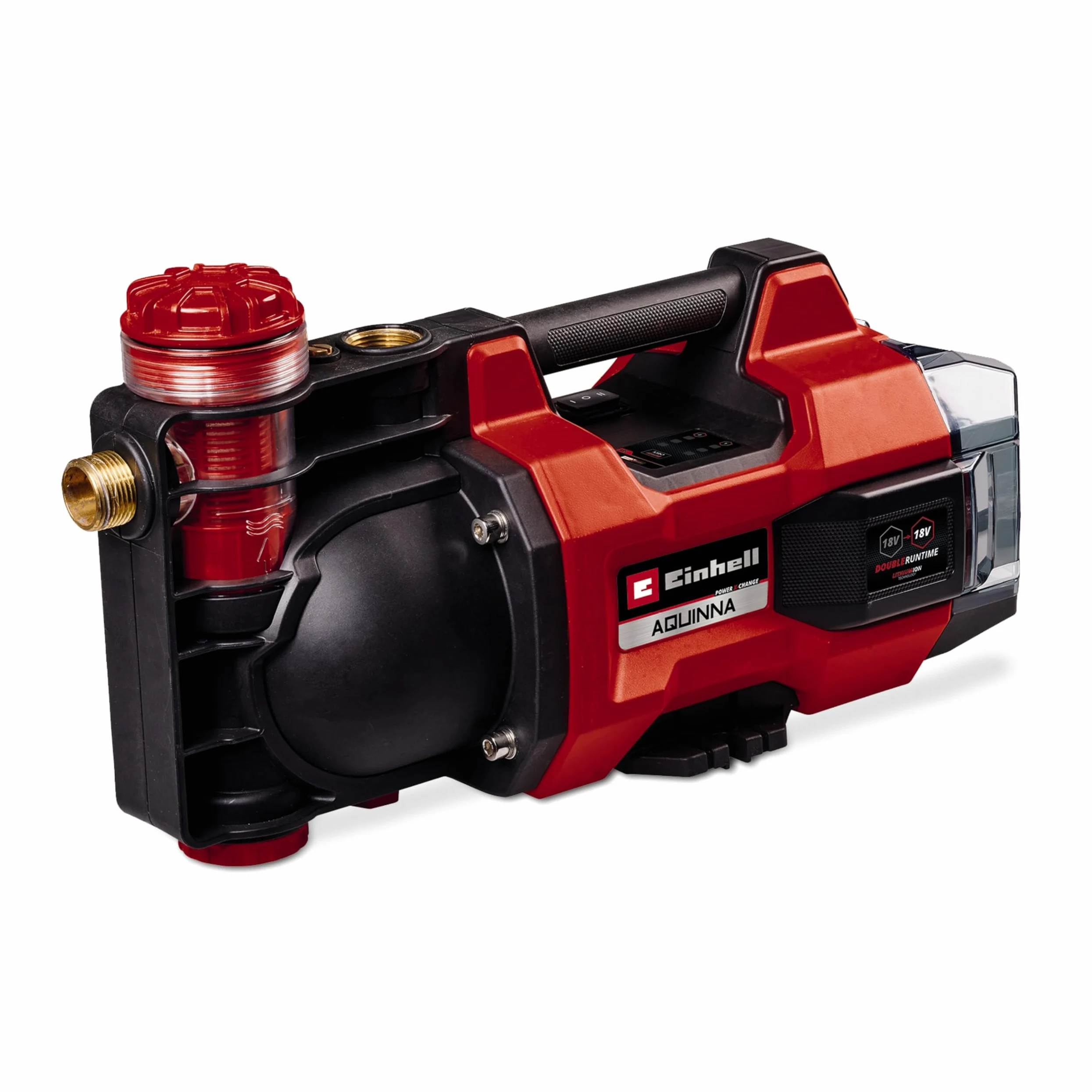 Einhell AQUINNA 18/30 F Pompa di irrigazione a LED Power X-Change (18 V, portata max. 3.000 L/h, 2 slot batteria, doppia autonomia, modalità ECO/BOOST, prefiltro, senza batteria)