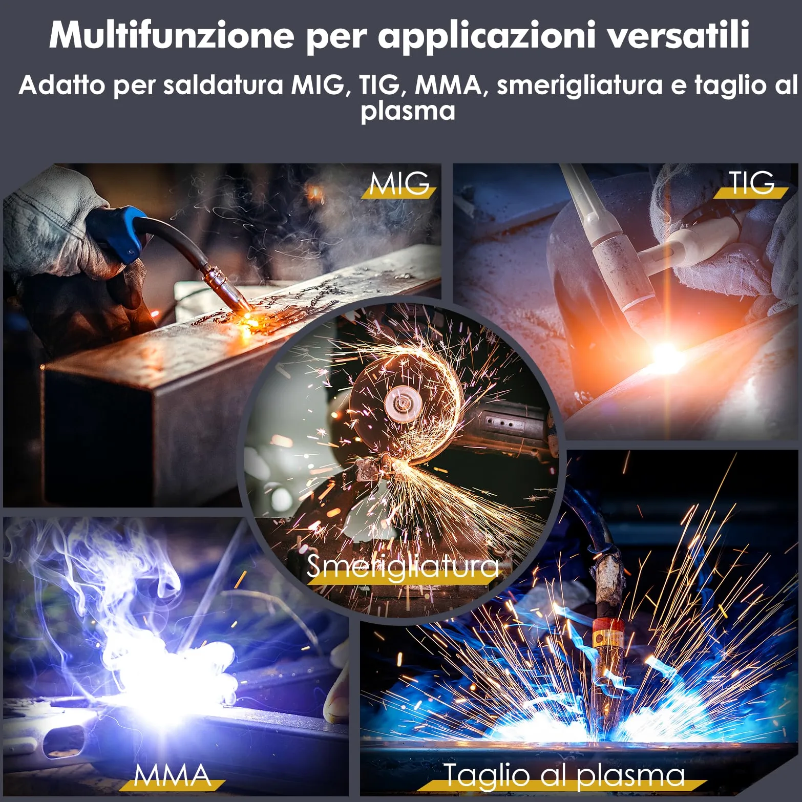 Maschera Saldatura Autoscurante 0,1 ms di oscuramento automatico ultra rapido, True-Color, 100×82 mm, solare batteria, DIN 4/5-9/9-13, Casco Saldatura MIG TIG MMA ARC Smerigliatura H21