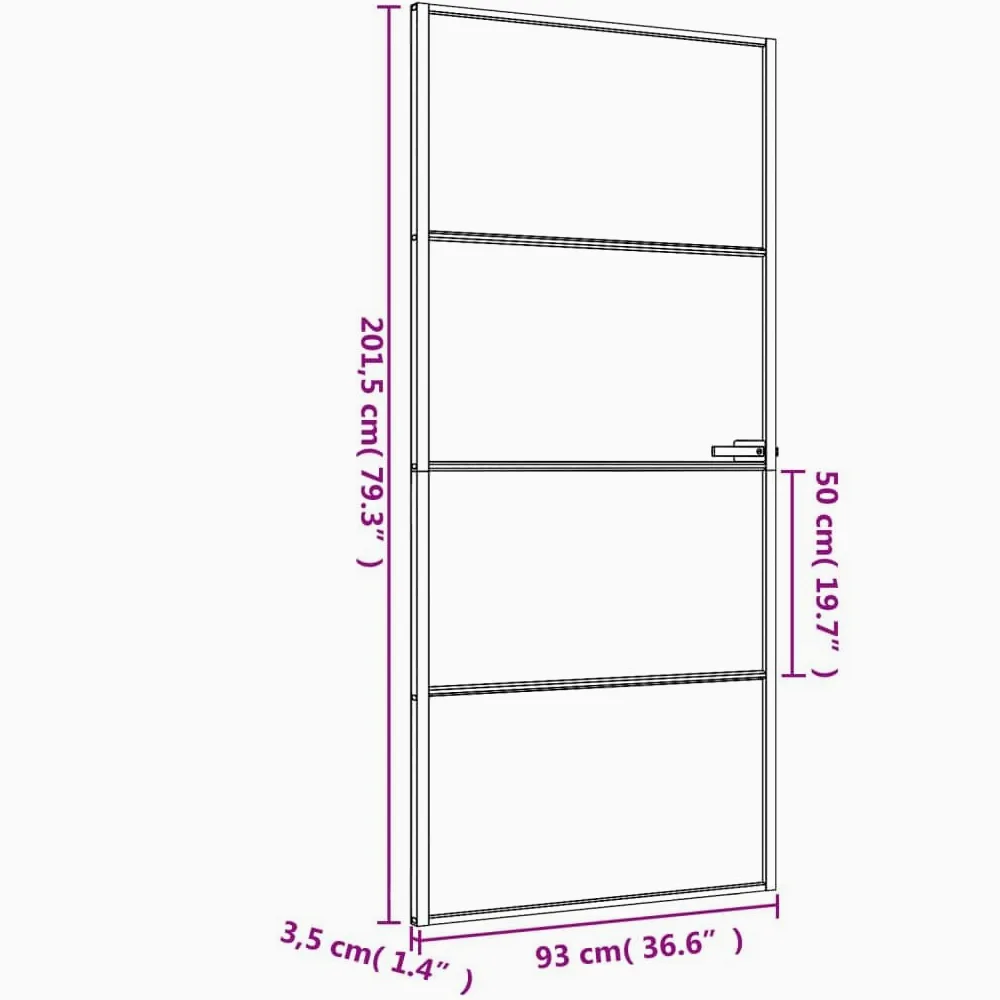 Homgoday Porta interna in vetro, set completo con maniglia, porta girevole, design moderno, porta da ufficio, per casa e ufficio, sottile, 93 x 201,5 cm, vetro temperato e alluminio, nero e opaco