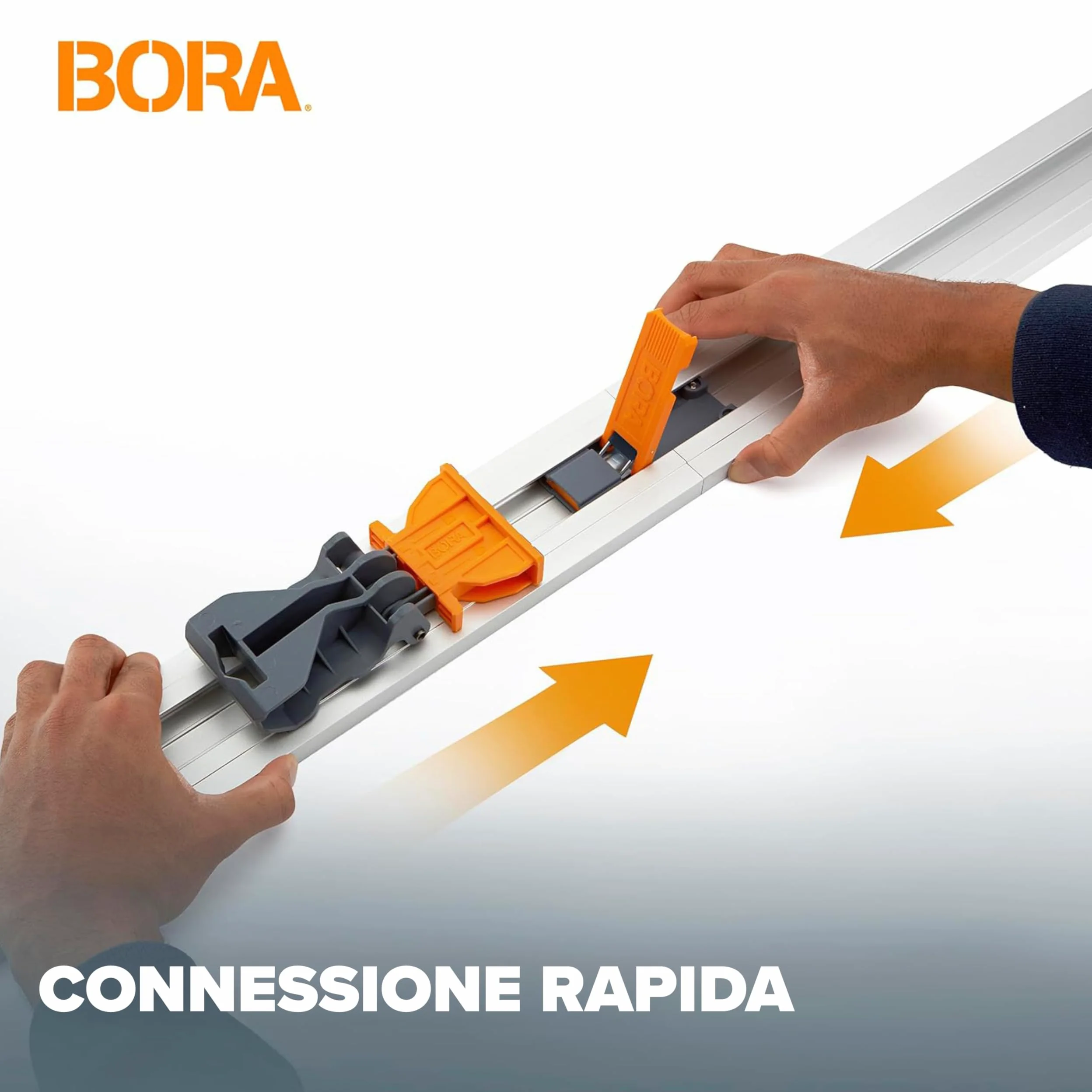 BORA NGX Clamp Edge 546100 – Guida di Taglio Dritta 2438 mm (96") per Sega Circolare, Tagli Precisi su Pannelli, Sistema Quick Connect