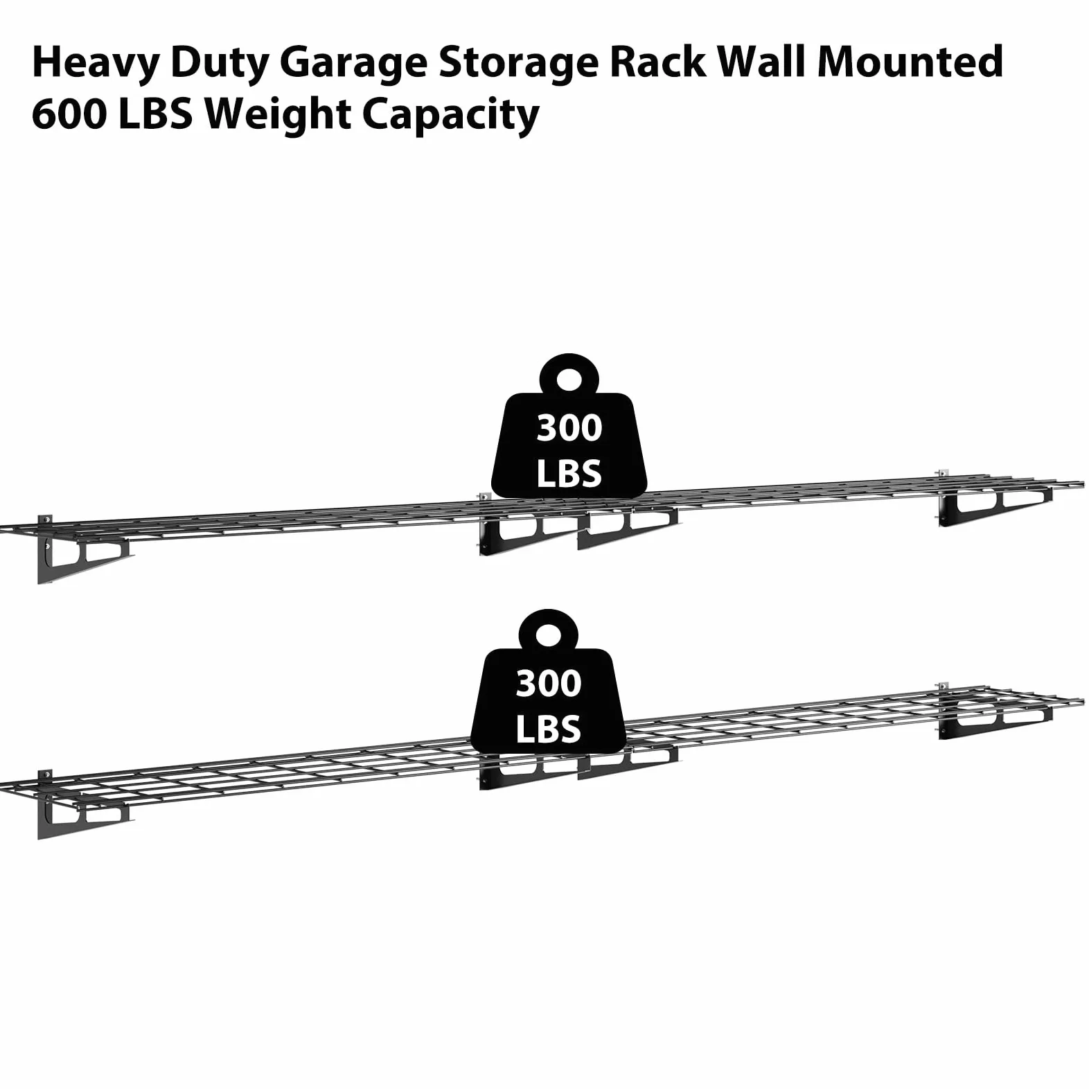 Set 2 Mensole Porta Attrezzi Da Parete Per Garage – Scaffali Industriali in Metallo, Portata 800kg – Ideale Per Officina, Magazzino, Cantina – Organizzazione Spazi, 2x4/2x6 ft