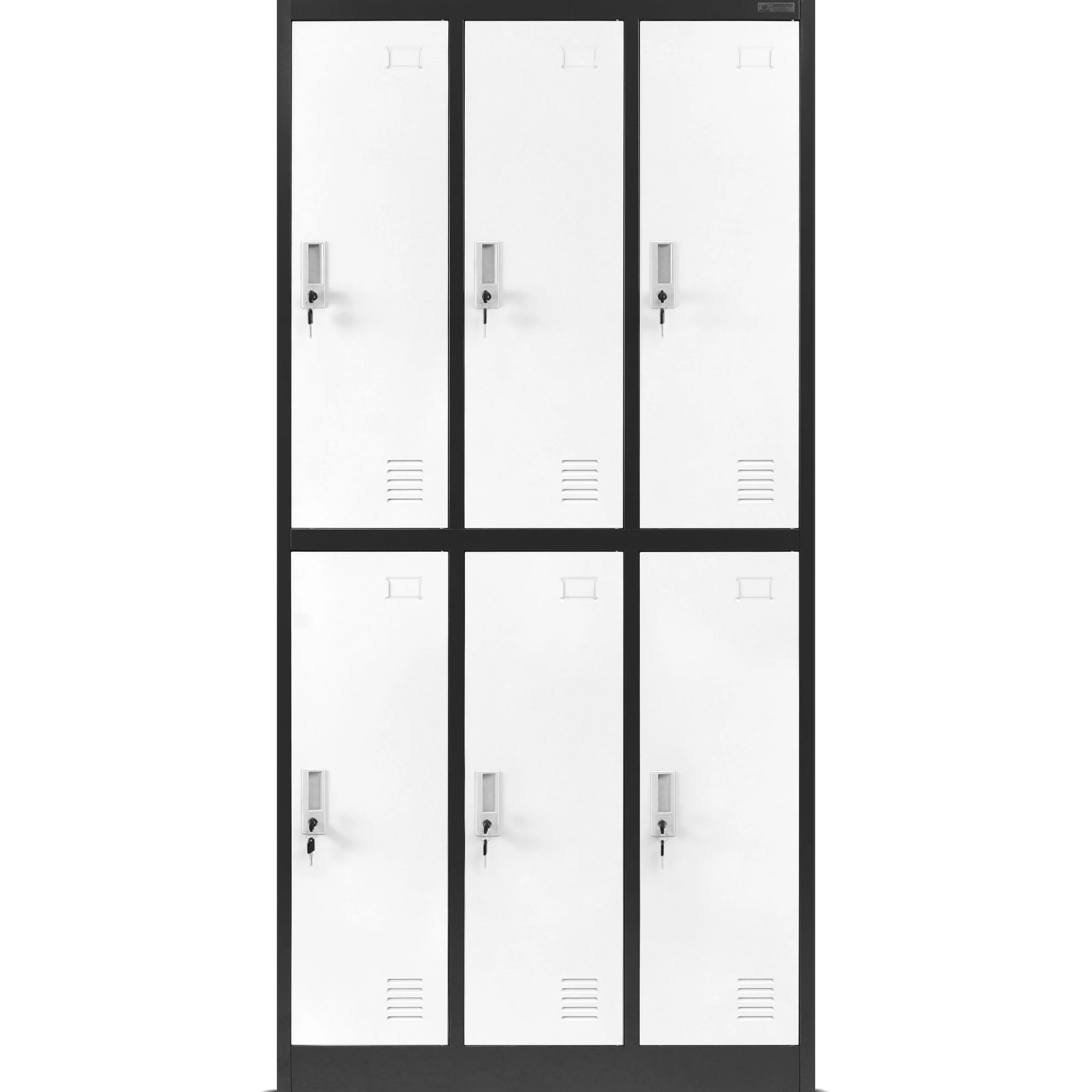 Jan Nowak Armadietto spogliatoio Armadio metallico con 6 Scomparti Fessure di ventilazione Rivestimento in polvere 185 cm x 90 cm x 45 cm (Antracite-Bianco)