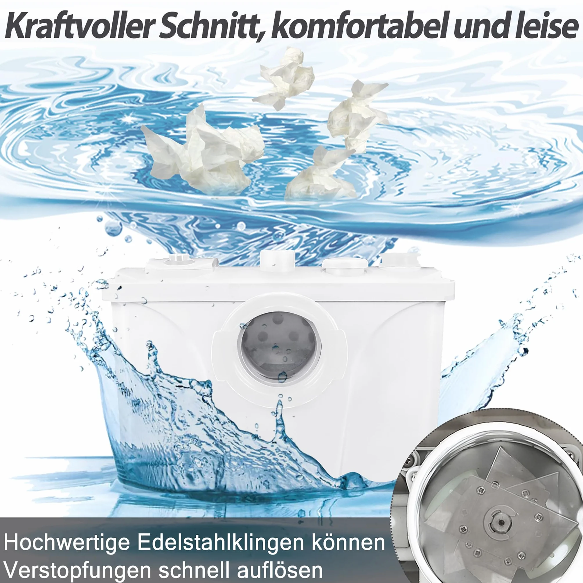 Froadp Pompe per Fognature Sanitarie da 700W Sistema di Sollevamento per uso Domestico Pompa per Fognature, Lavabo da Cucina, per WC e Lavabo, con Filtro a Carbone e Pannello di Servizio Rimovibile