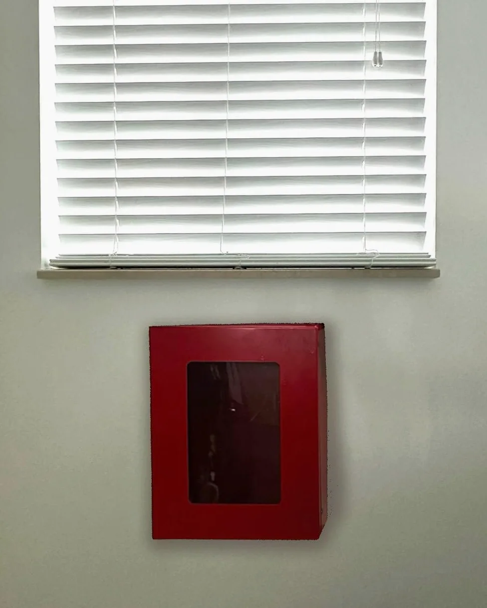 ISOP Armadio per Defibrillatore – Armadio per DEA – Scatola per DEA – Supporto per Defibrillatore – Vetrina per DEA – Scatola Rossa per Attrezzature di Sicurezza Antincendio – 36 × 29 × 17 cm – Rosso
