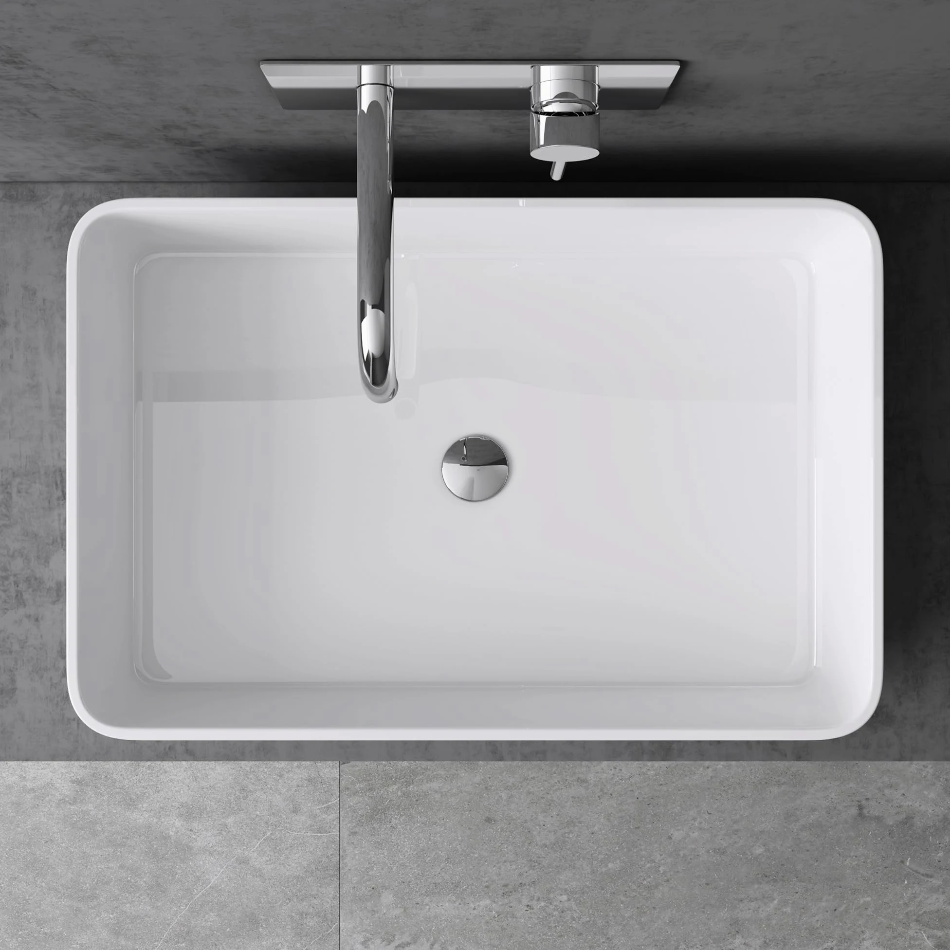 doporro Lavabo da Appoggio Rettangolare in Marmoresina Bianco Lucido 80x40x15 cm, Lavandino Bagno Moderno Colossum102