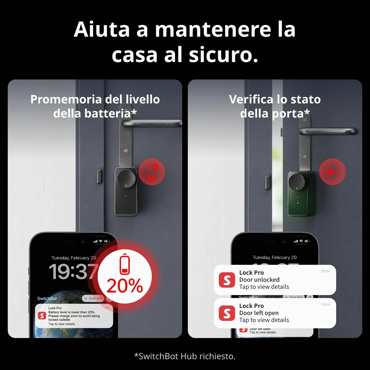SwitchBot WiFi Smart Lock Pro con Hub Mini, Serratura Senza Chiave, Serratura Elettronica Intelligente Senza Conversione, Supporta la Matter, Alexa, Google, IFTTT