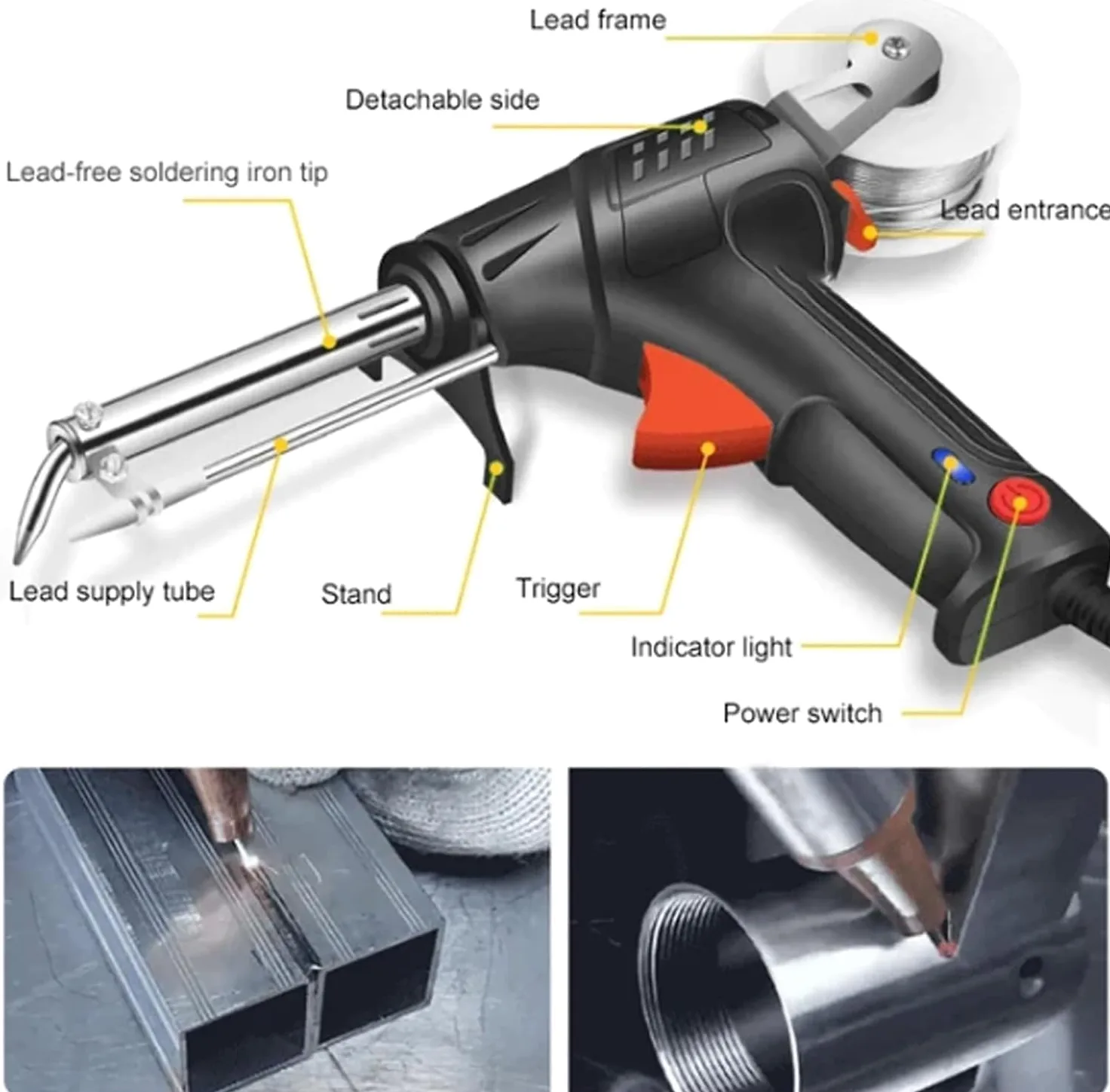 Ayyecoeeye - Set di 5 saldatori Ayyecoeeye, versatile pistola per saldatura laser industriale, riscaldata internamente, set di pistole per saldatore multifunzione, per casa industriale fai da te (nero