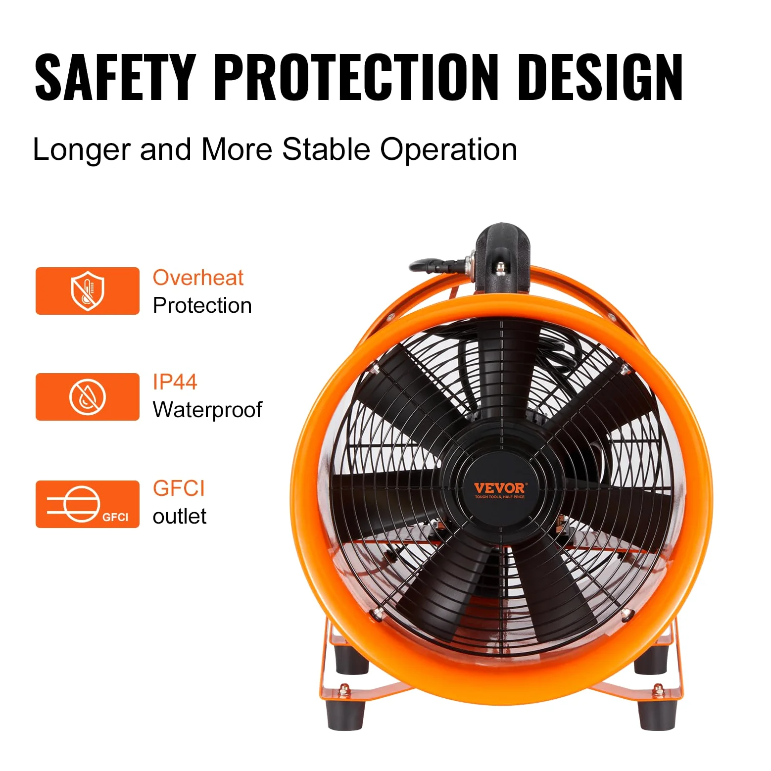 VEVOR Ventilatore Portatile, 900W Aspiratore Estrattore d'Aria Condotto Industriale Diametro 406,4 mm, Tubo Flessibile 5 m Volume d'Aria 8792 m3/h 2 Marce per Aspirare Polvere Fumo Impermeabile IP44