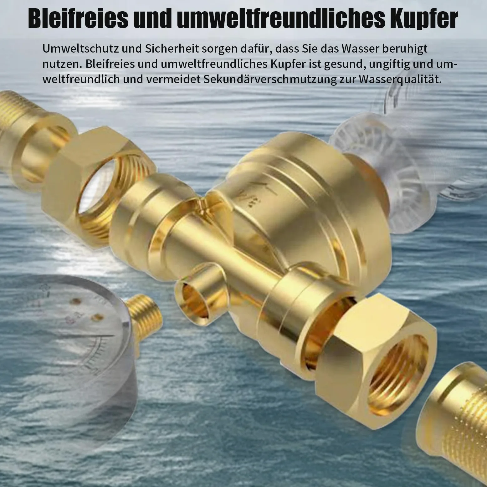 filtro meccanico, finezza 40 μm, con manometro e autopulente, parte superiore in ottone, impedisce risciacquo di corpi estranei