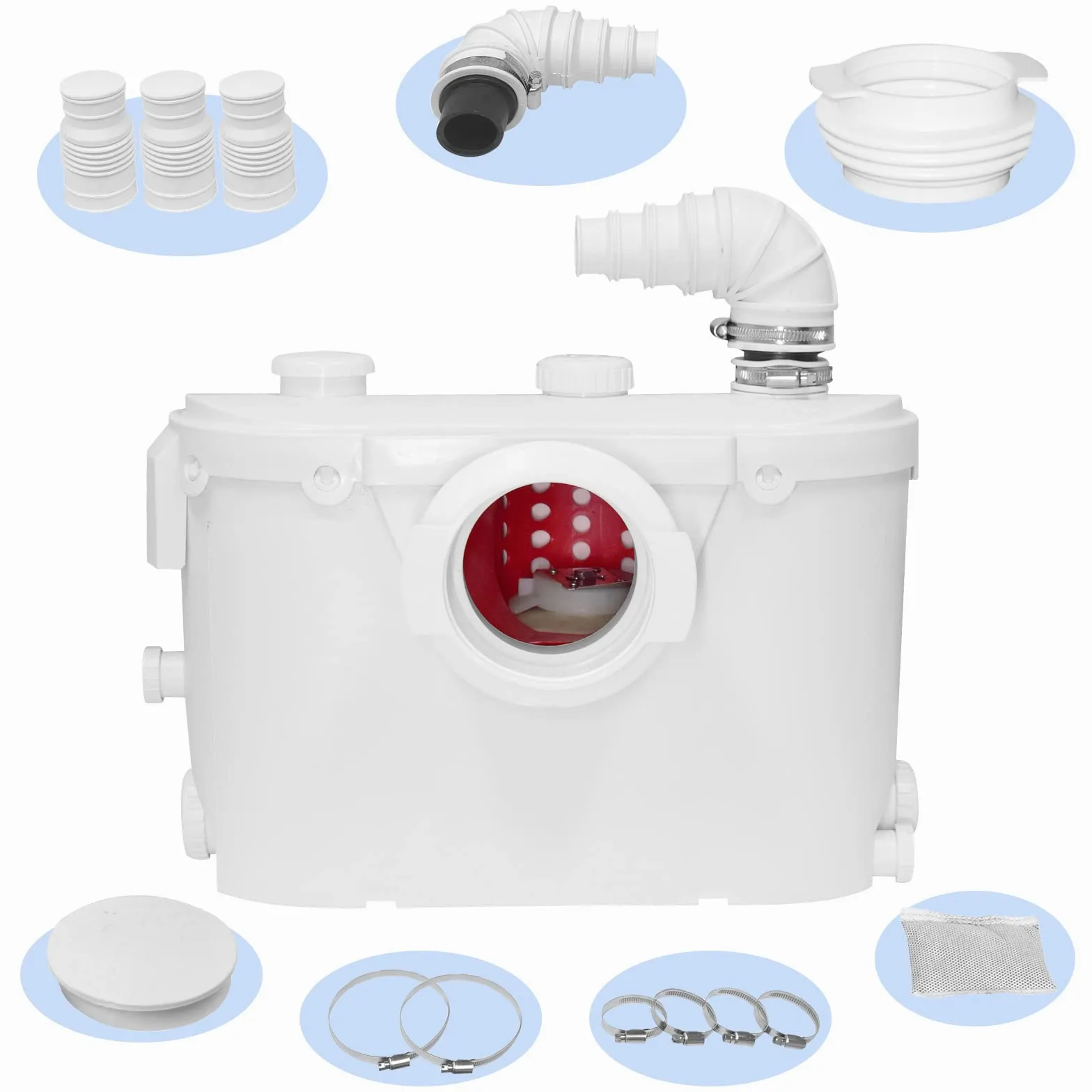 500W Trituratore WC Pompa Maceratore silenzioso con filtro a carbone e pannello di servizio rimovibile