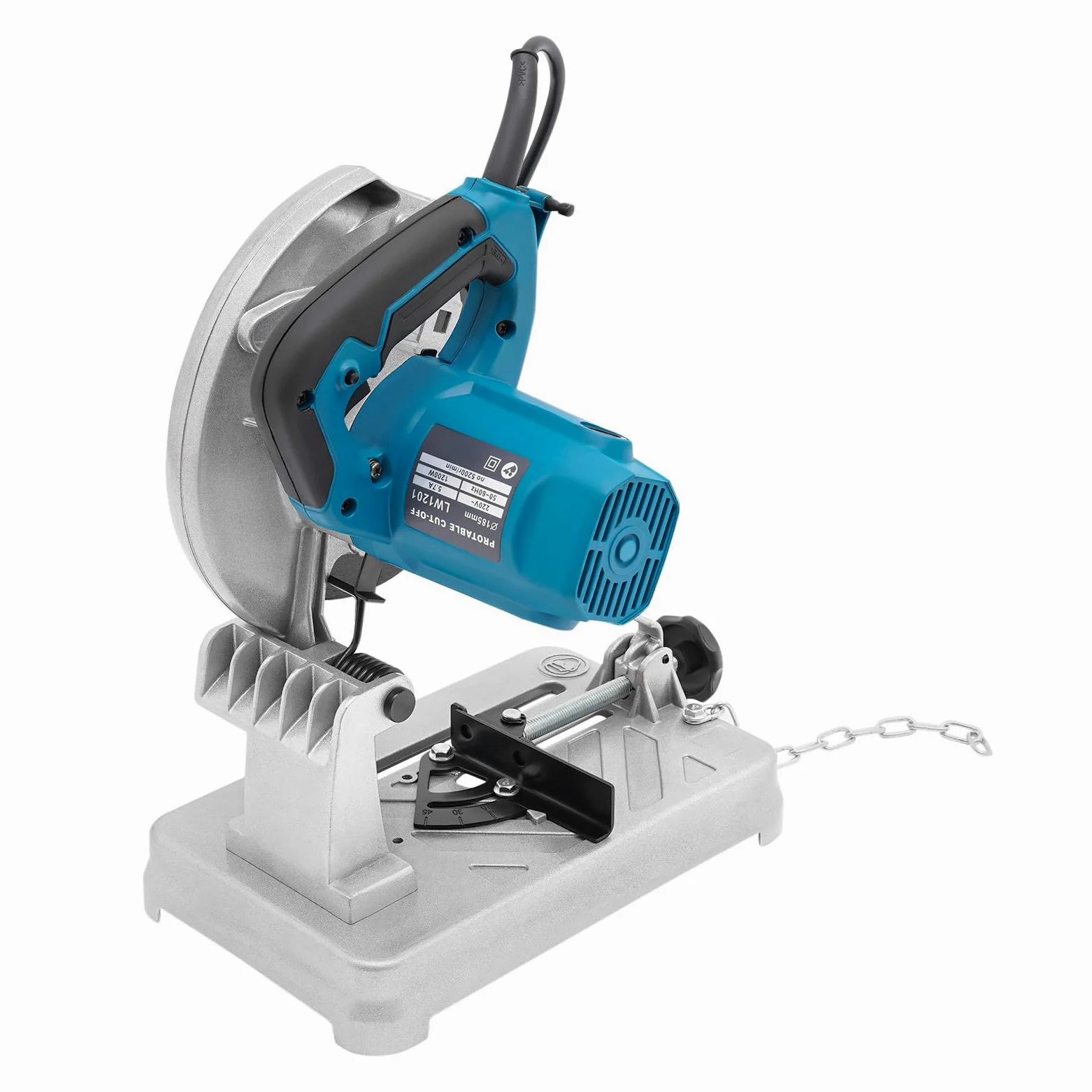 Sega da taglio in metallo, 1200 W, troncatrice, 5200 giri/min, angolo di taglio 0-45°, sega elettrica con lama da 185 mm, per legno, acciaio, alluminio