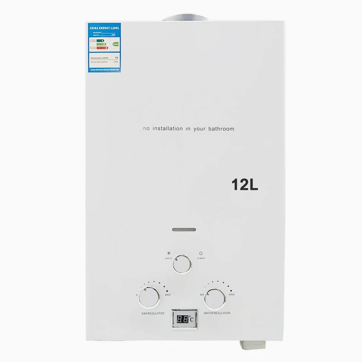 Scaldabagno a Gas GPL 12L 24KW, Portatile Istantaneo Scaldabagno Butano Propano, Doccia allaperto Bagno, Adatto Casa Campeggio Esterno RV, con certificazione CE, Tubo Doccia