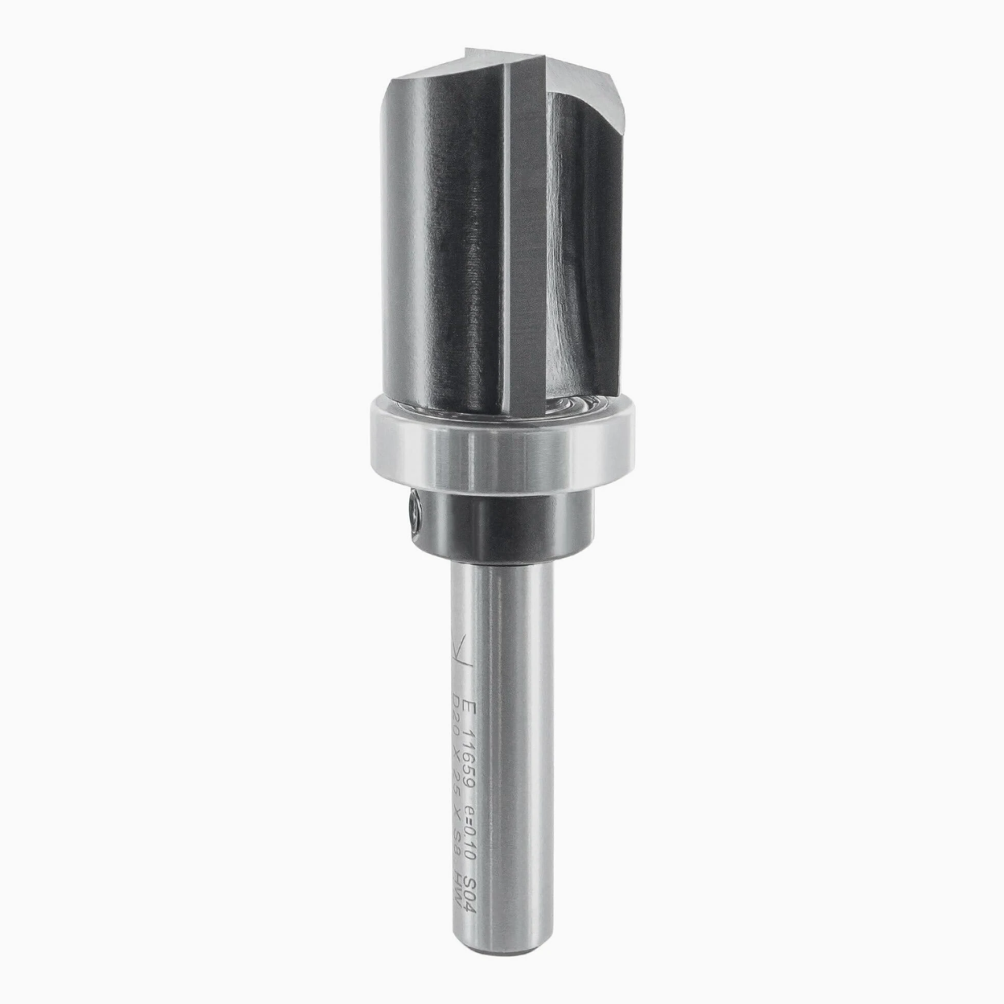 ENT 11659 Fresa per fresatura a filo carburo, codolo (S) 8 mm, diametro (D) 20 mm, NL 25 mm, SL 32 mm, GL 69 mm, con cuscinetto a sfere sul codolo
