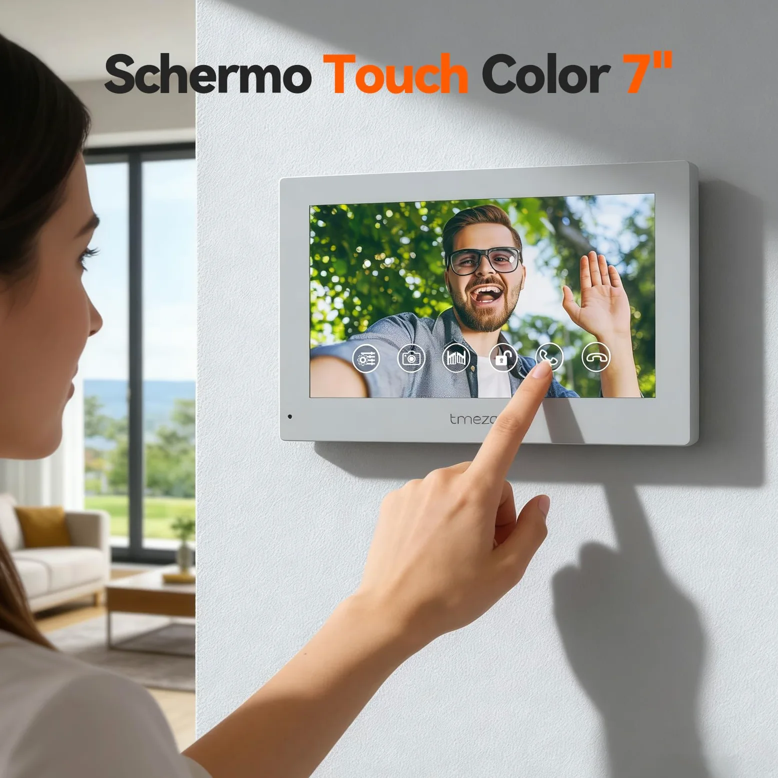 TMEZON Videocitofono Bifamiliare Y73,Videocitofono Smart Wifi 2 Fili con due monitor a Colori TFT LCD da 7'' e Campanello Esterno con Telecamera 1080P, Sblocco APP/RFID,Rilevamento Movimento Umano