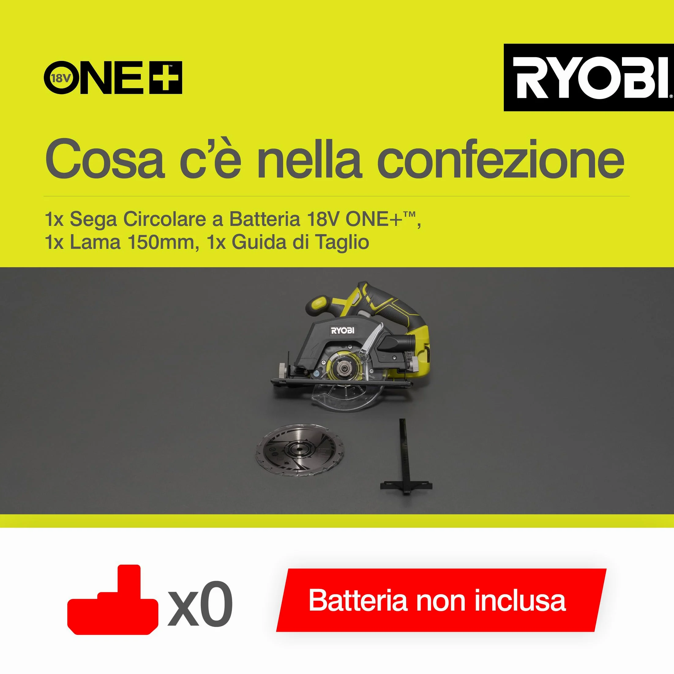 Ryobi R18CSP-0 Sega Circolare a Batteria 18V ONE+, Batteria Non Inclusa, Diametro Lama 150mm