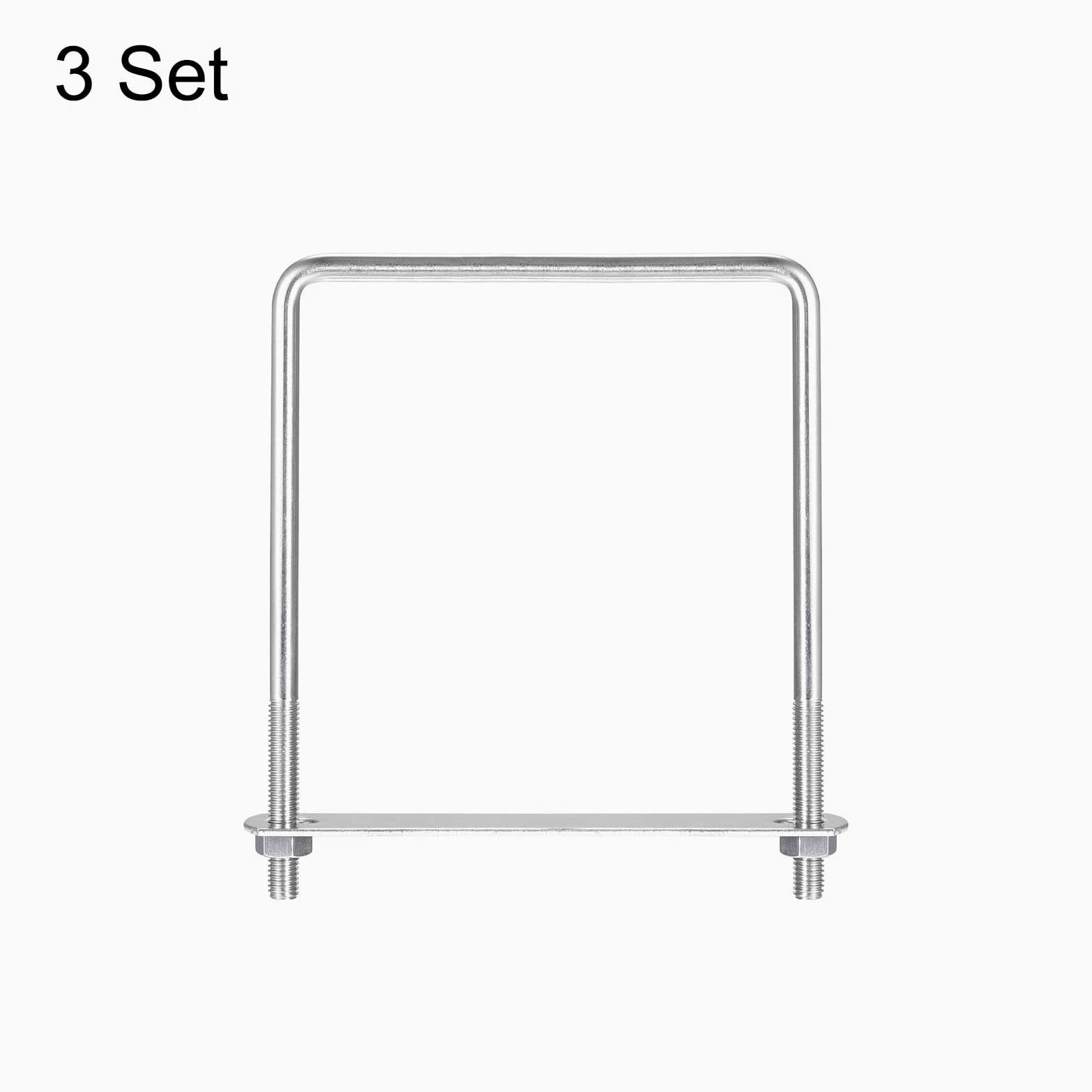 uxcell Bulloni a U quadrati, 3 set 123 mm larghezza interna 160 mm lunghezza M8 304 acciaio inossidabile U morsetto bullone con dadi e piastre, per rimorchio barca