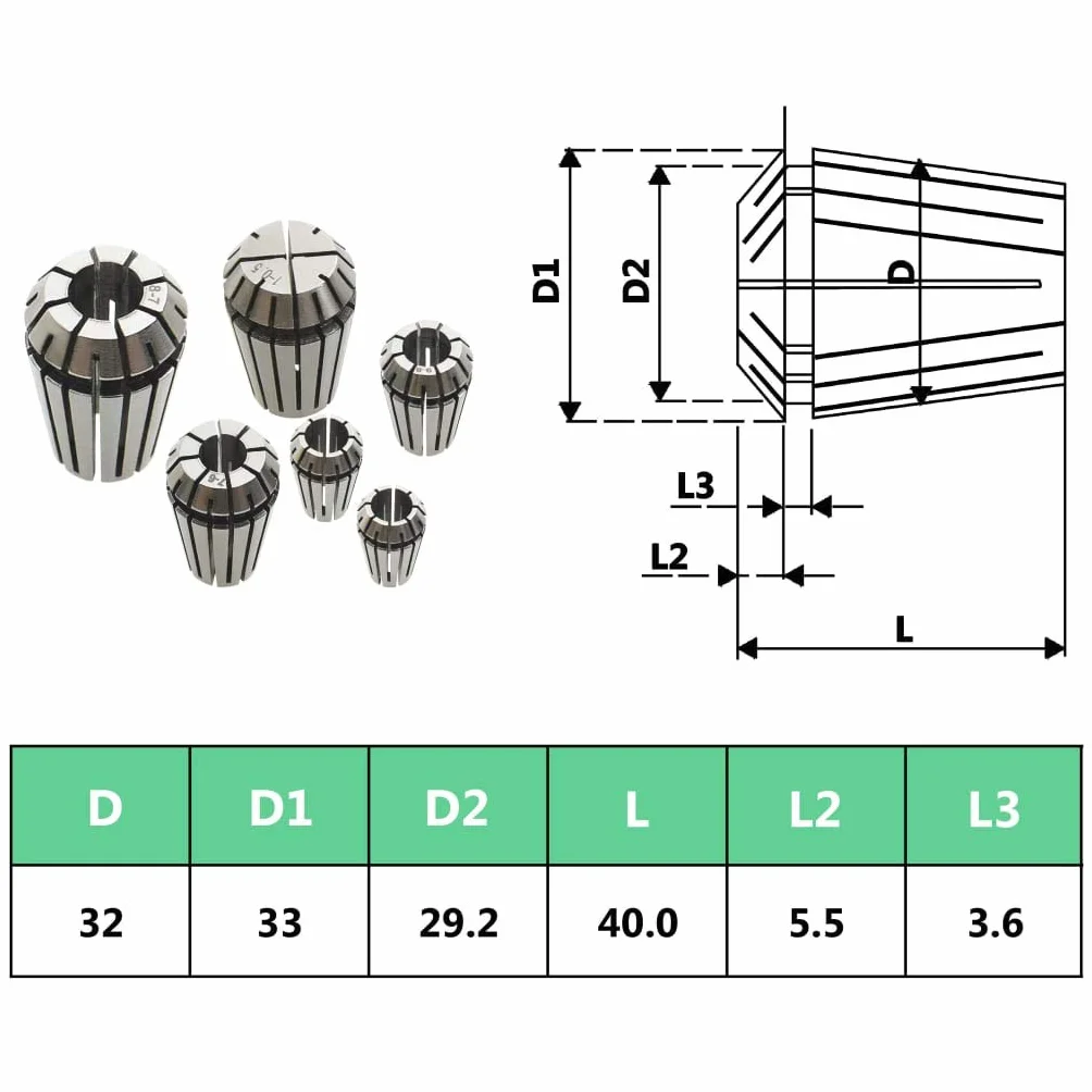 vidaXL Pinze per Colletti ER32 Set Utensili per Tornitura 19pz Tenaglia Attrezzi Utensili Tornio Arnese Rettificatore Serraggi Attrezzatura Fai da Te