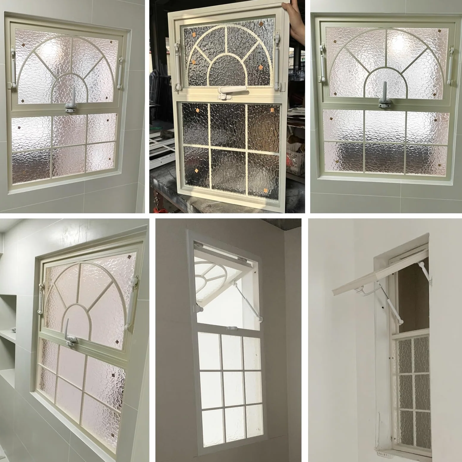 Vibeo Finestra Finestra Decorativa Francese con Telaio Beige, Finestre a Ghigliottina con Finestra Inferiore Fissa e Finestra Superiore Apribile, Finestre in Alluminio per Case(18x28in/46x71cm)