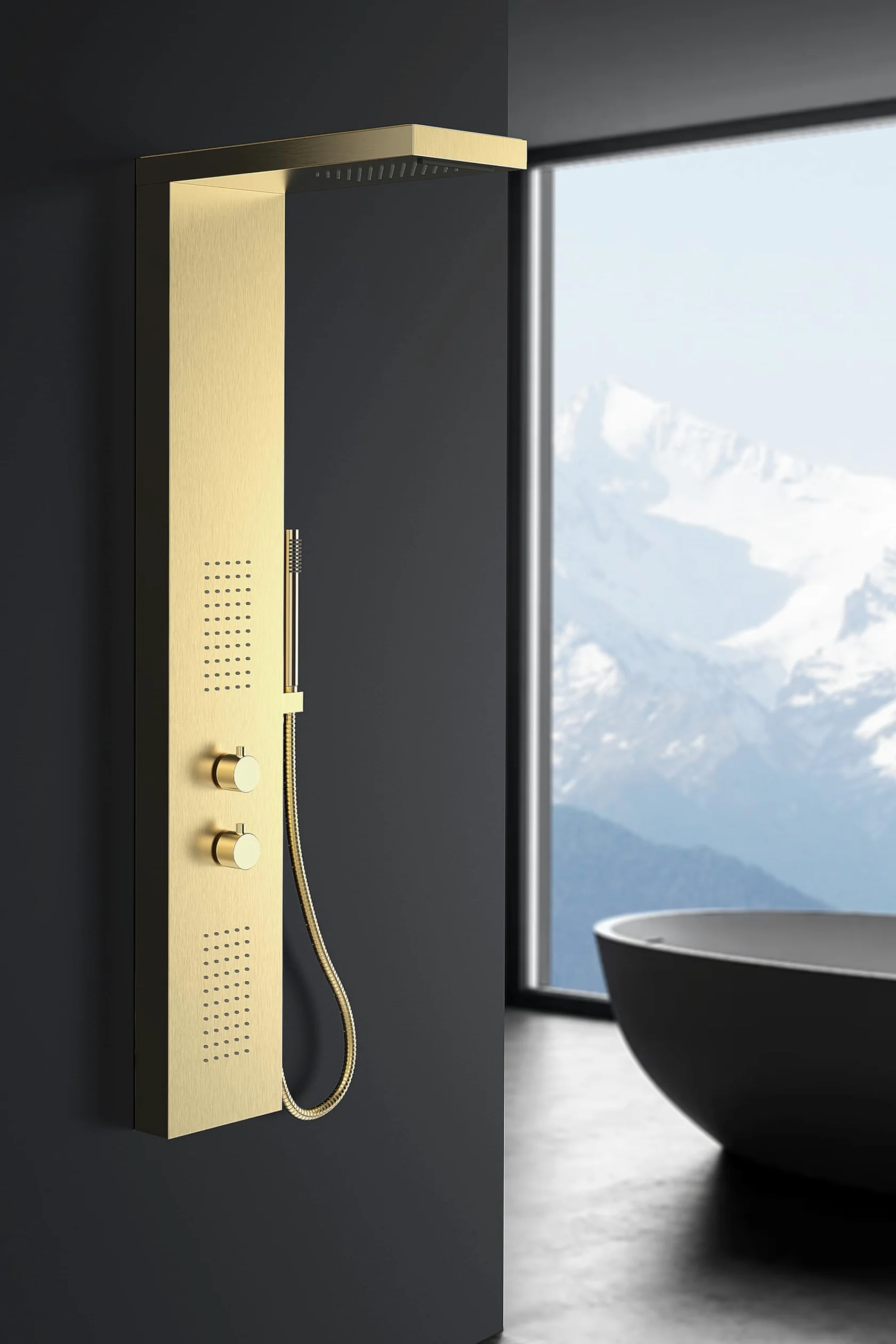 Marwell Essenza - Rubinetto per doccia, 125 x 20 cm, colore: oro