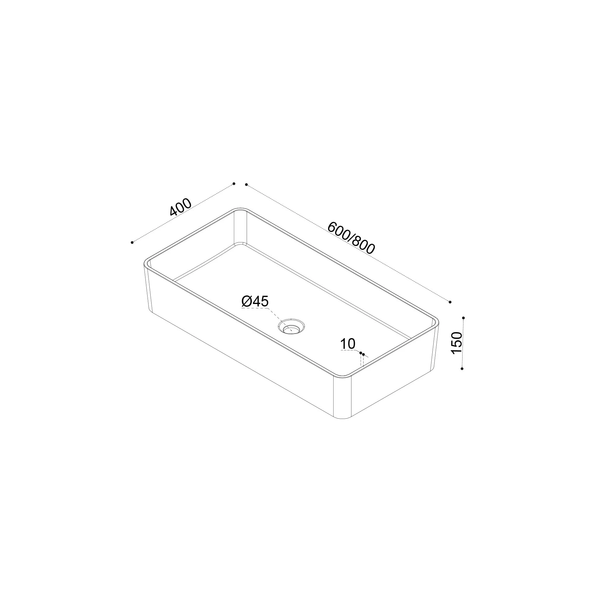 doporro Lavabo da Appoggio Rettangolare in Marmoresina Bianco Lucido 80x40x15 cm, Lavandino Bagno Moderno Colossum102