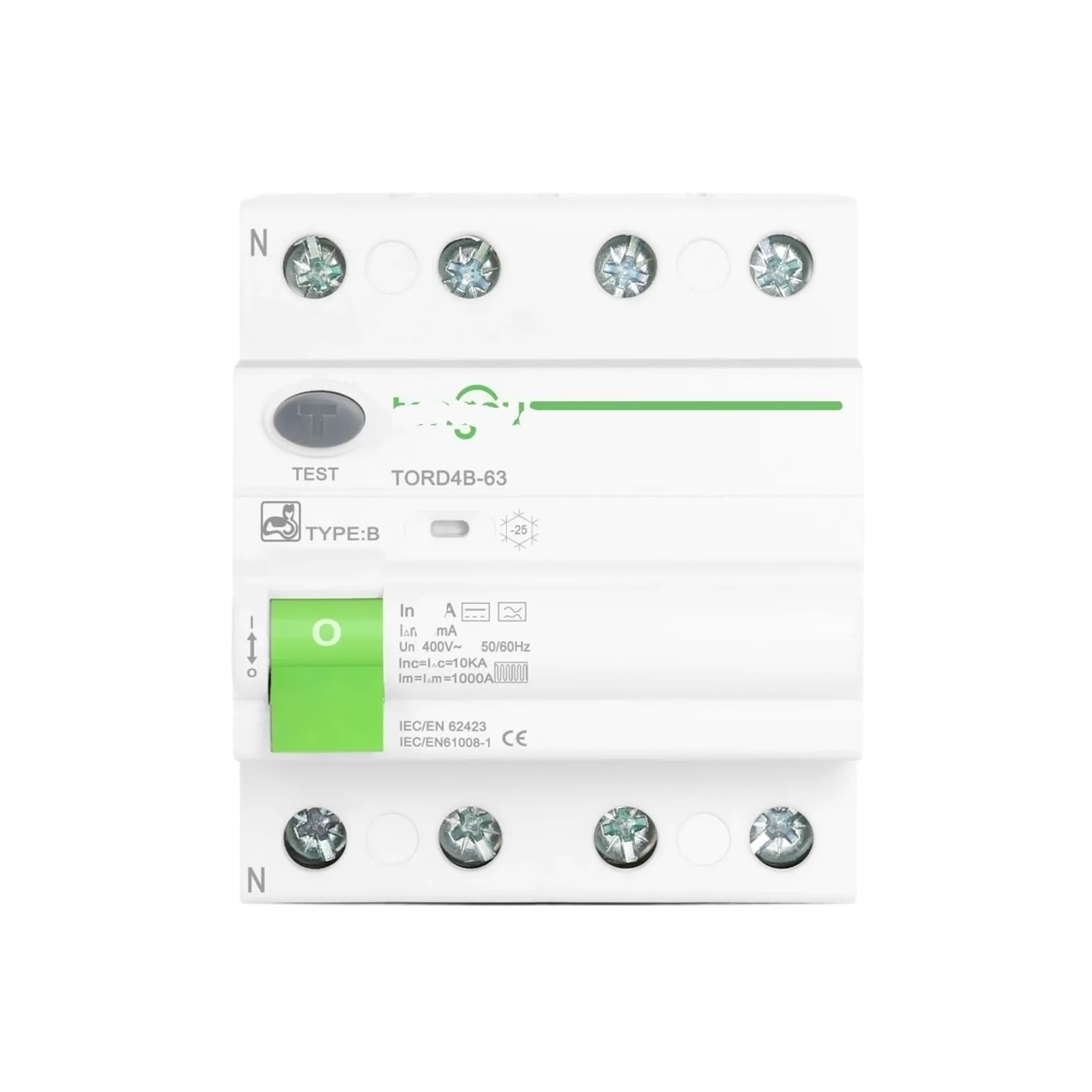 TORD4B-63 Interruttore Automatico differenziale Tipo B Evse 2P 4P AC 40a 63a 30ma 100ma 300ma 10KA Guida DIN 230V(25A,4 Pole 300 mA)