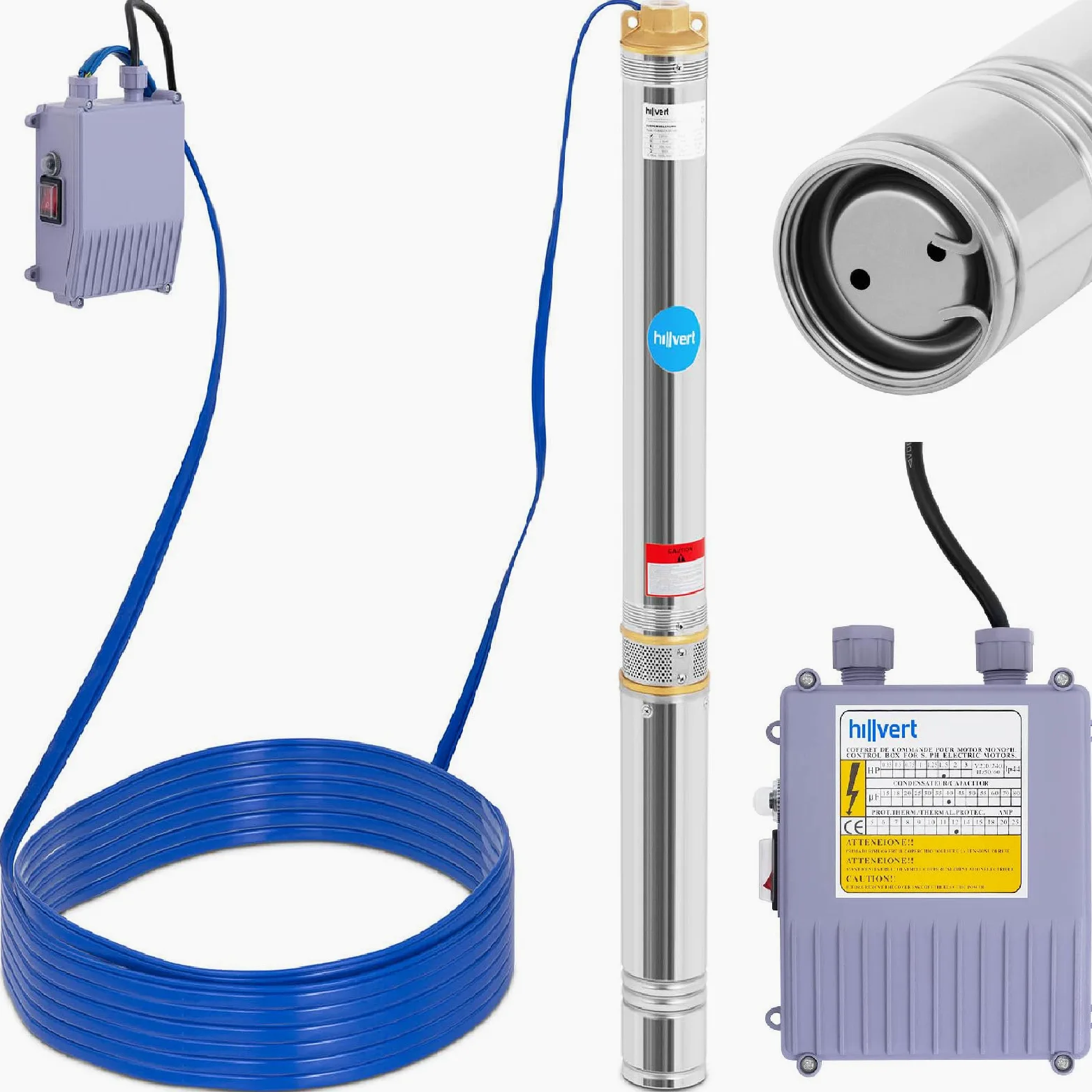 Pompa Sommersa per Pozzo Elettropompa Sommersa HT-ROBSON-SP1100-101 (6.000 l/h, 1.100 W, Acciaio Inox, Diametro: 95 mm)