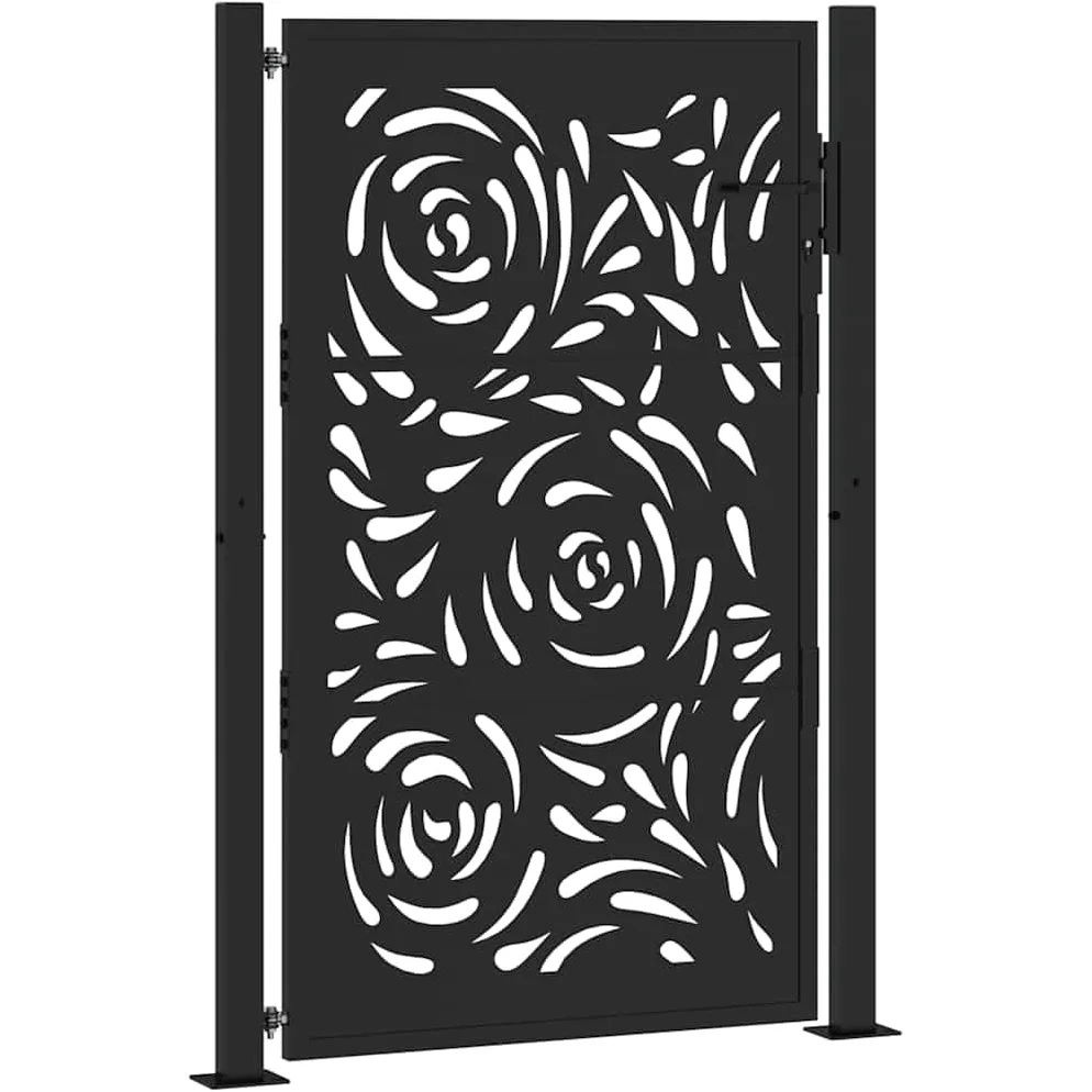 vidaXL Cancello Giardino Nero 100x150 cm in Acciaio Design a Fiamma, cancello della Recinzione, cancello Esterno, cancello del Metallo