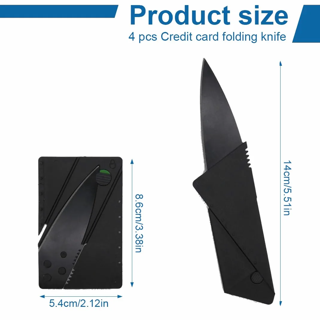 4 Pezzi Coltello Per Carte Di Credito, Coltello Pieghevole Per Carte Di Credito, Coltello Tascabile Per Esterni, Mini Coltello Tascabile per Campeggio, Escursionismo, Caccia
