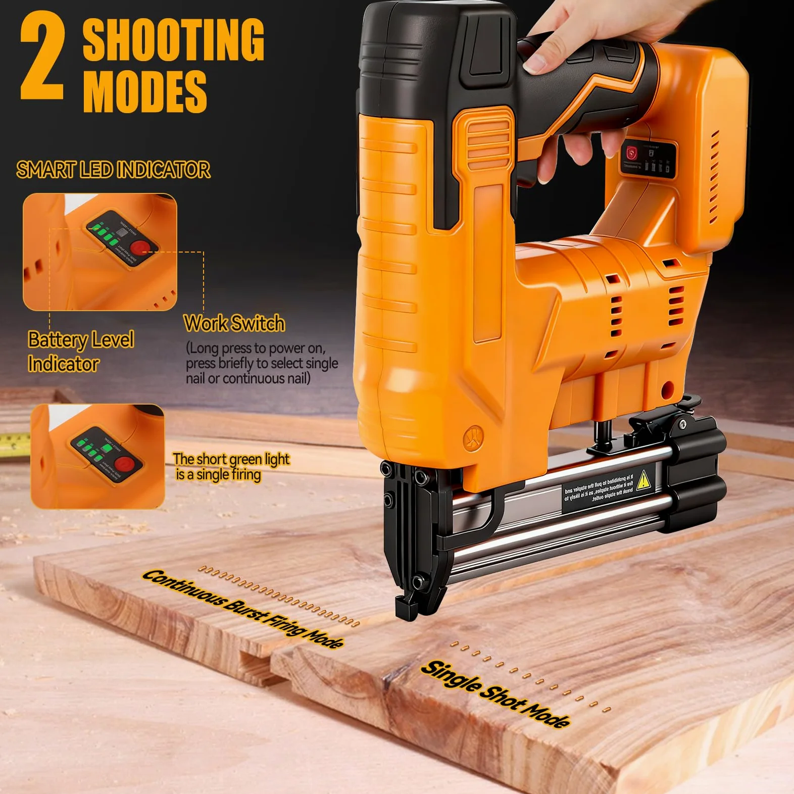 Chiodatrice senza fili da 18 GA compatibile con batteria Dewalt da 18 V 20 V, pistola per unghie senza fili 2 in 1, pinzatrice a batteria con 1000 chiodi e 1000 punti metallici per miglioramento