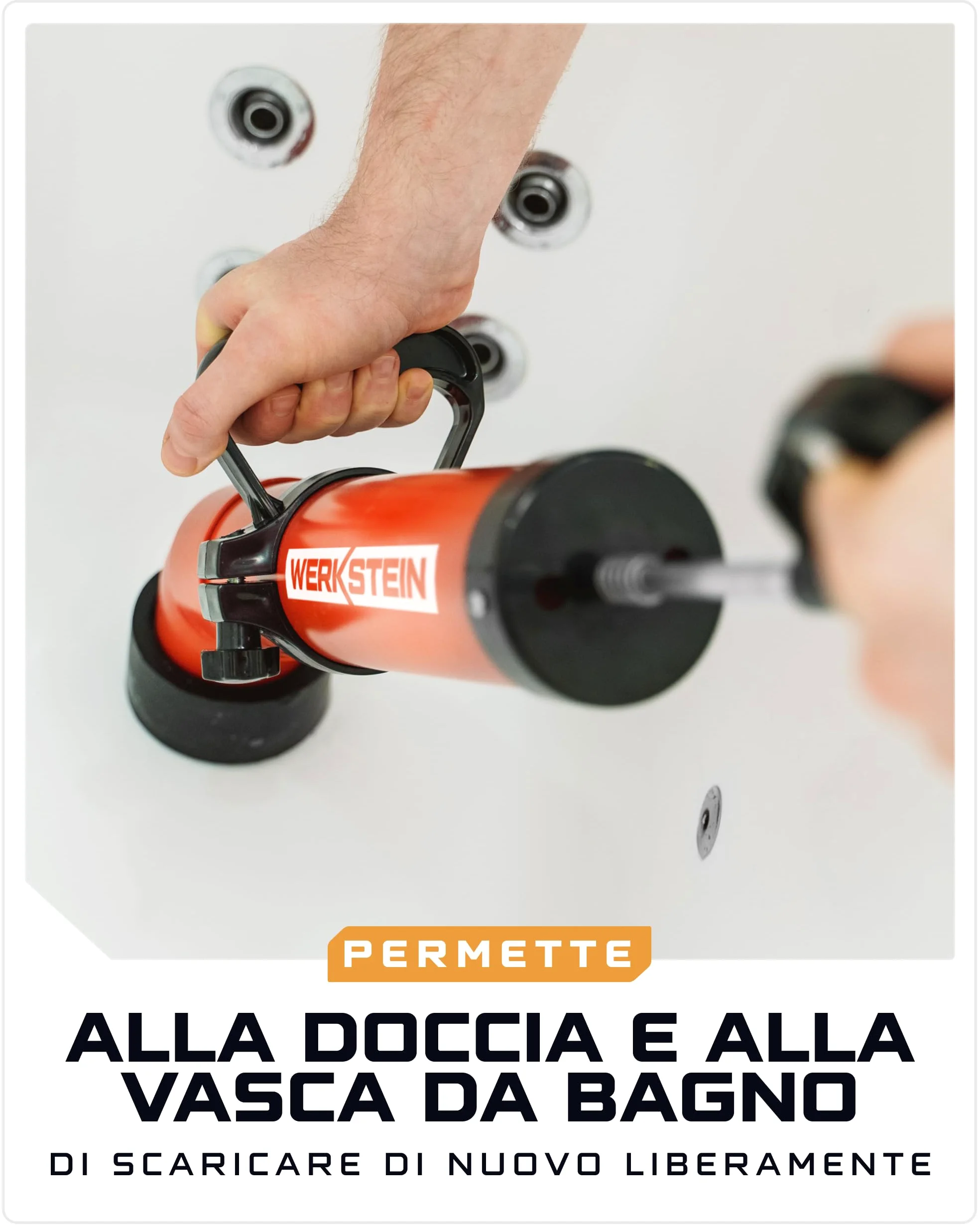 WERKSTEIN Sturascarici ad alta pressione I Stura lavandini e scarichi professionale I Pompa sturalavandini e scarici di alta qualità I per una pulizia rapida ed efficace dei tubi I Incl. 2 adattatori