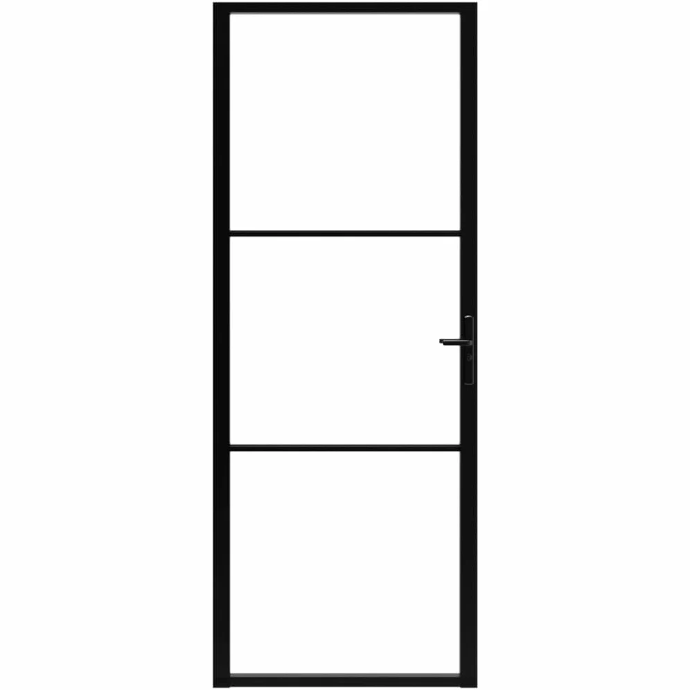 vidaXL Porta da Interno ESG Vetro e Alluminio 76x201,5 cm Nera