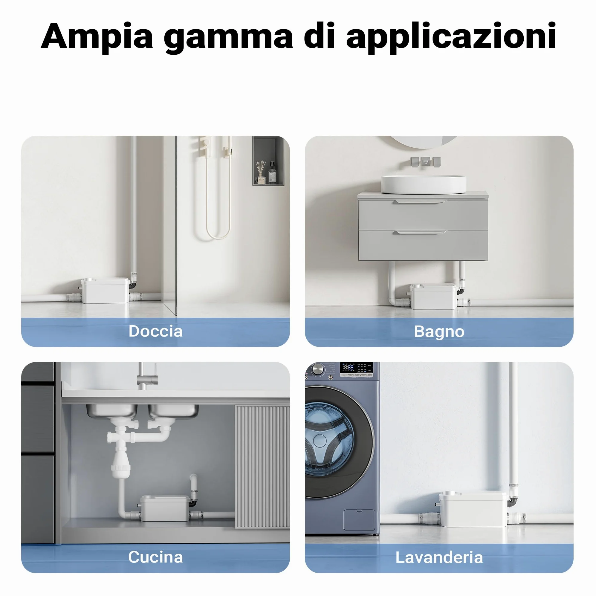 XPOtool Stazione di sollevamento 3/1 250W con 3 ingressi per doccia, lavabo