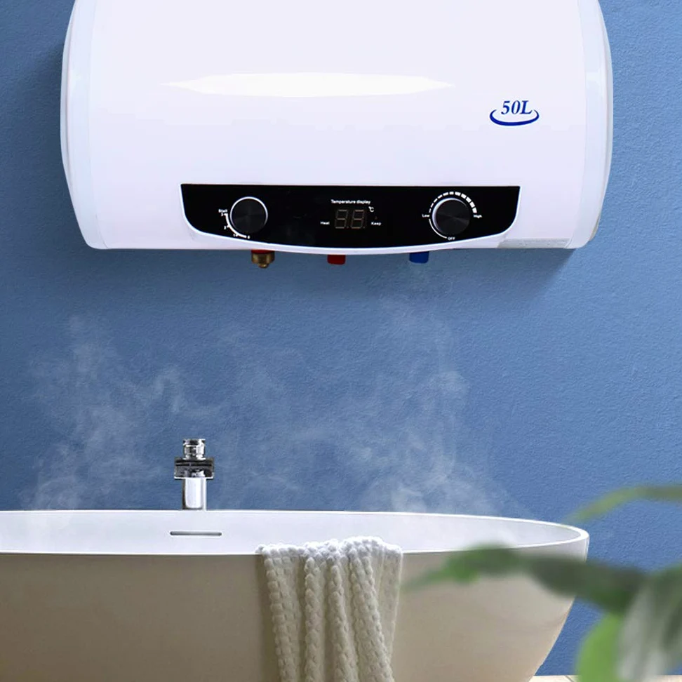 Serbatoio dell'acqua calda elettrico da 50 l, piatto, orizzontale, intelligente, 220 V, 2 kW, scaldabagno elettrico