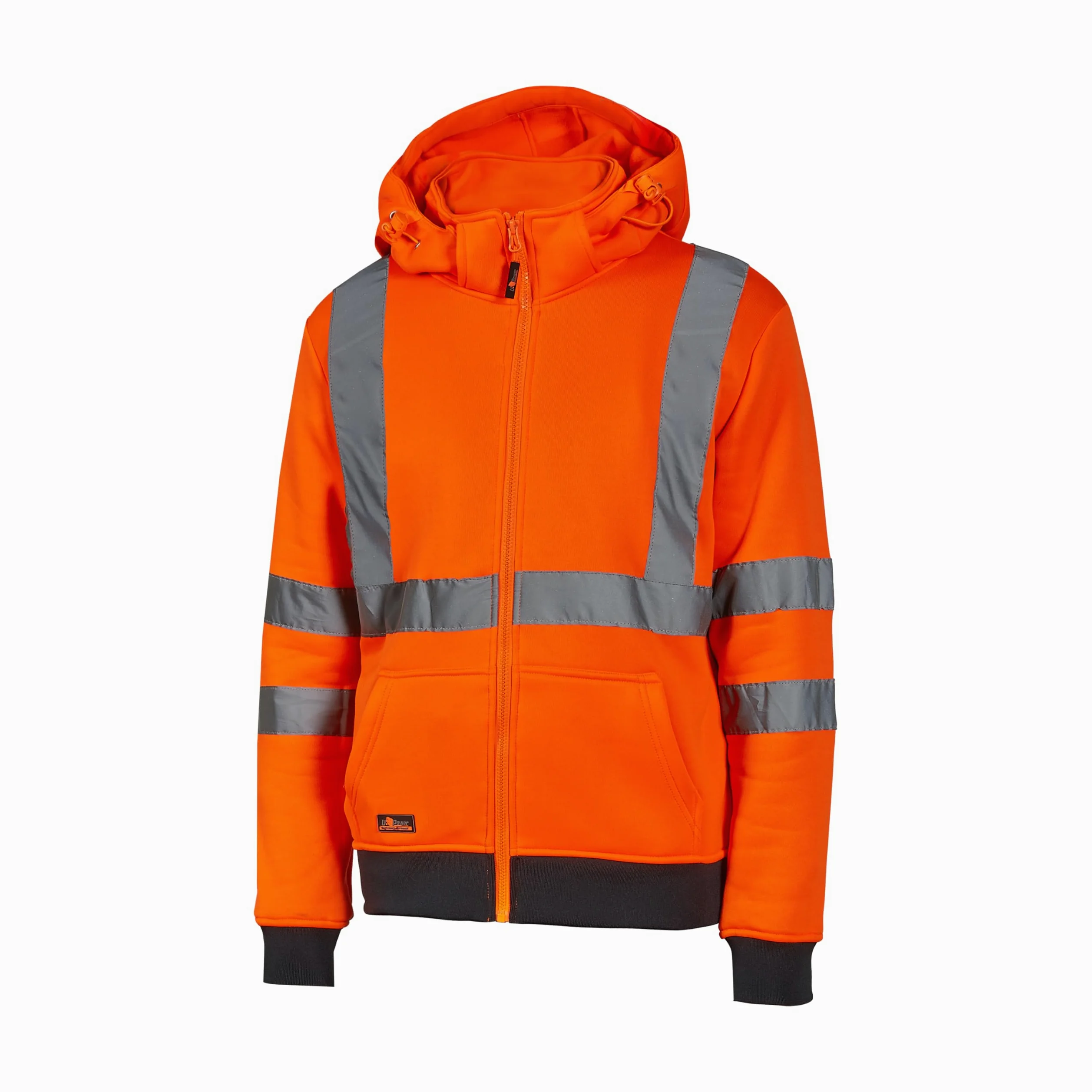U-Power MELODY, Felpa, Abbigliamento da lavoro confortevole, Tessuto Softshell, Cappuccio rimovibile e regolabile, Giacca con zip intera, Tasche larghe sul fondo, Collo alto (ORANGE FLUO_M)