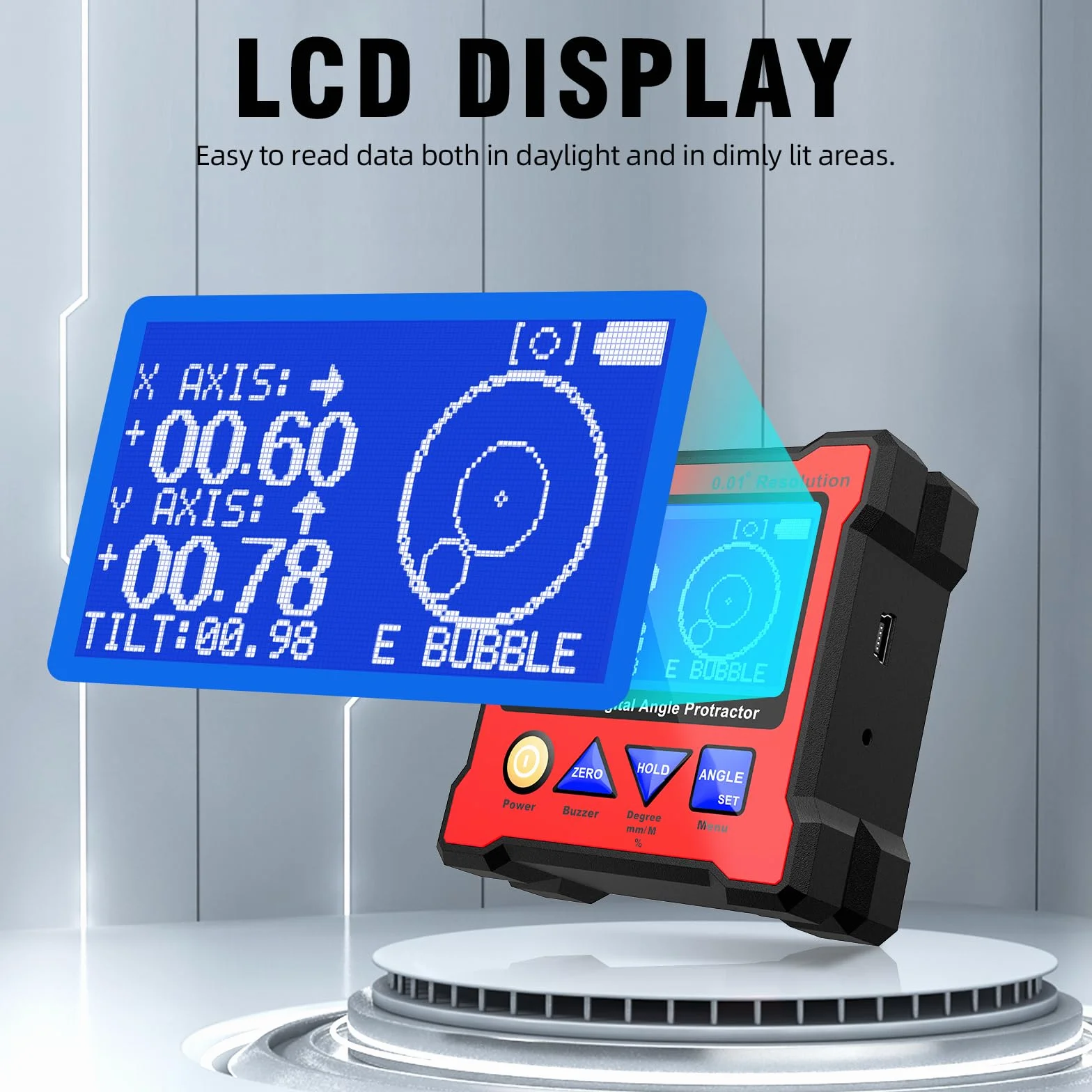 Goniometro Digitale DXL360S Goniometro Digitale Magnetico Inclinometro Digitale 2 Assi Livella Digitale avec Ecran LCD Rétro-éclairé Angolometro Professionale per Falegnameria Edilizia Auto