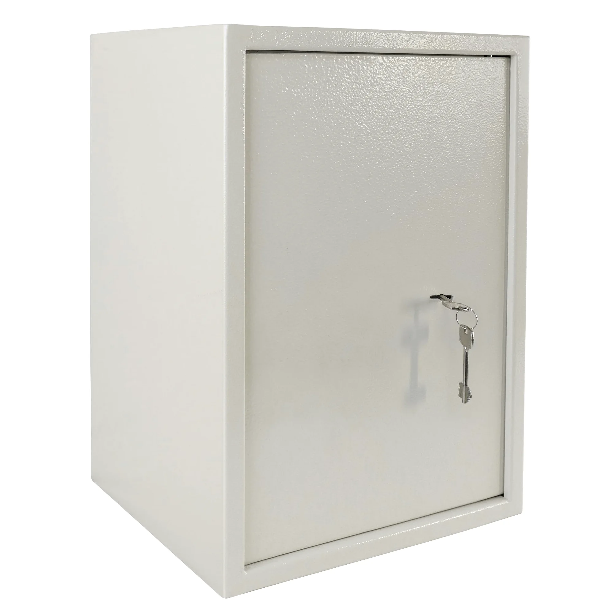 UISEBRT Cassaforte per mobili con serratura a doppia barba, cassaforte per chiavi, cassaforte per soldi, cassaforte per casa, ufficio, hotel, 35 x 31 x 50 cm, argento