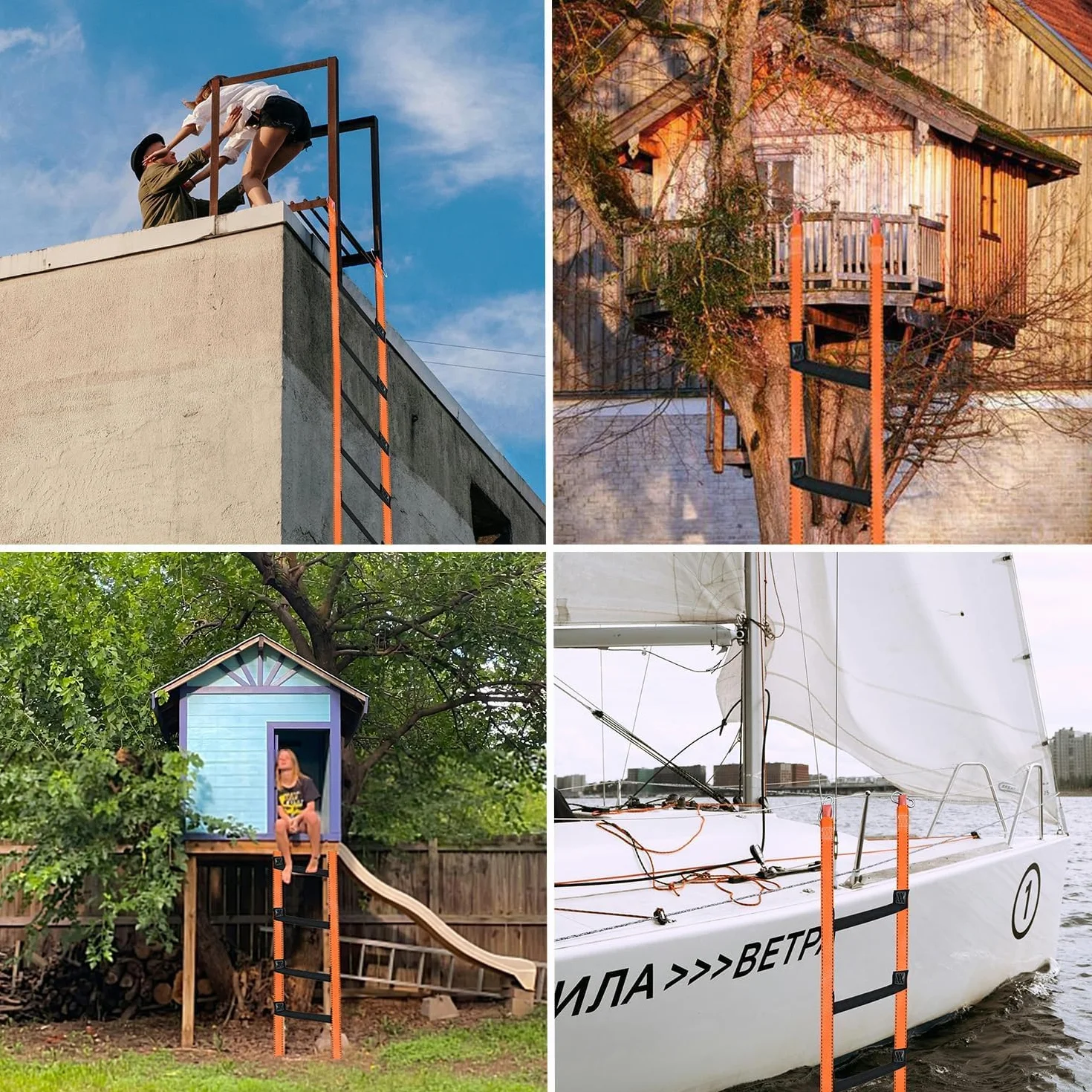 Scala di Salvataggio Resistente al Fuoco con 2 Moschettoni - Scala d'Emergenza Portatile, Portata Massima 600kg per Casa e Ufficio (15M)